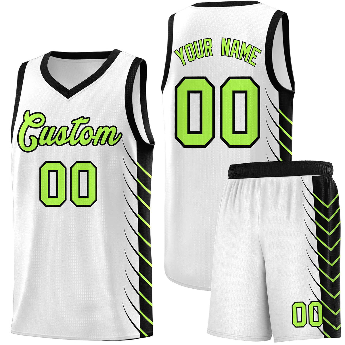 Custom White Black Personalized Side Symmetrical Line Pattern Sports Uniform Basketball Jersey| KXKSHOP