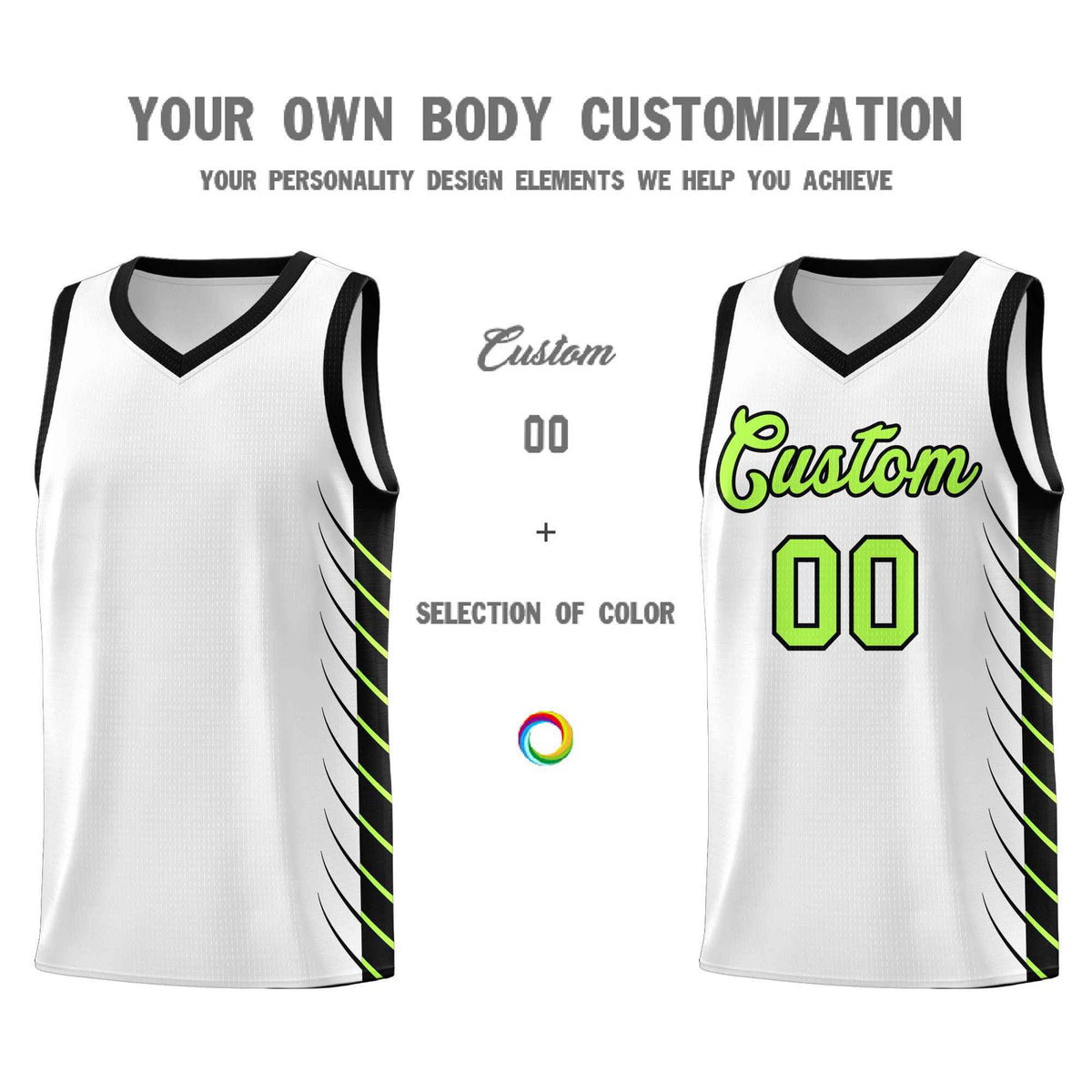 Custom White Black Personalized Side Symmetrical Line Pattern Sports Uniform Basketball Jersey| KXKSHOP