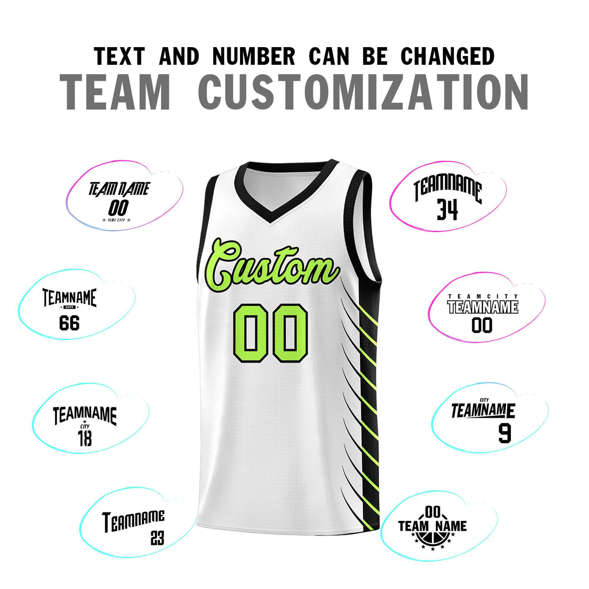Custom White Black Personalized Side Symmetrical Line Pattern Sports Uniform Basketball Jersey| KXKSHOP