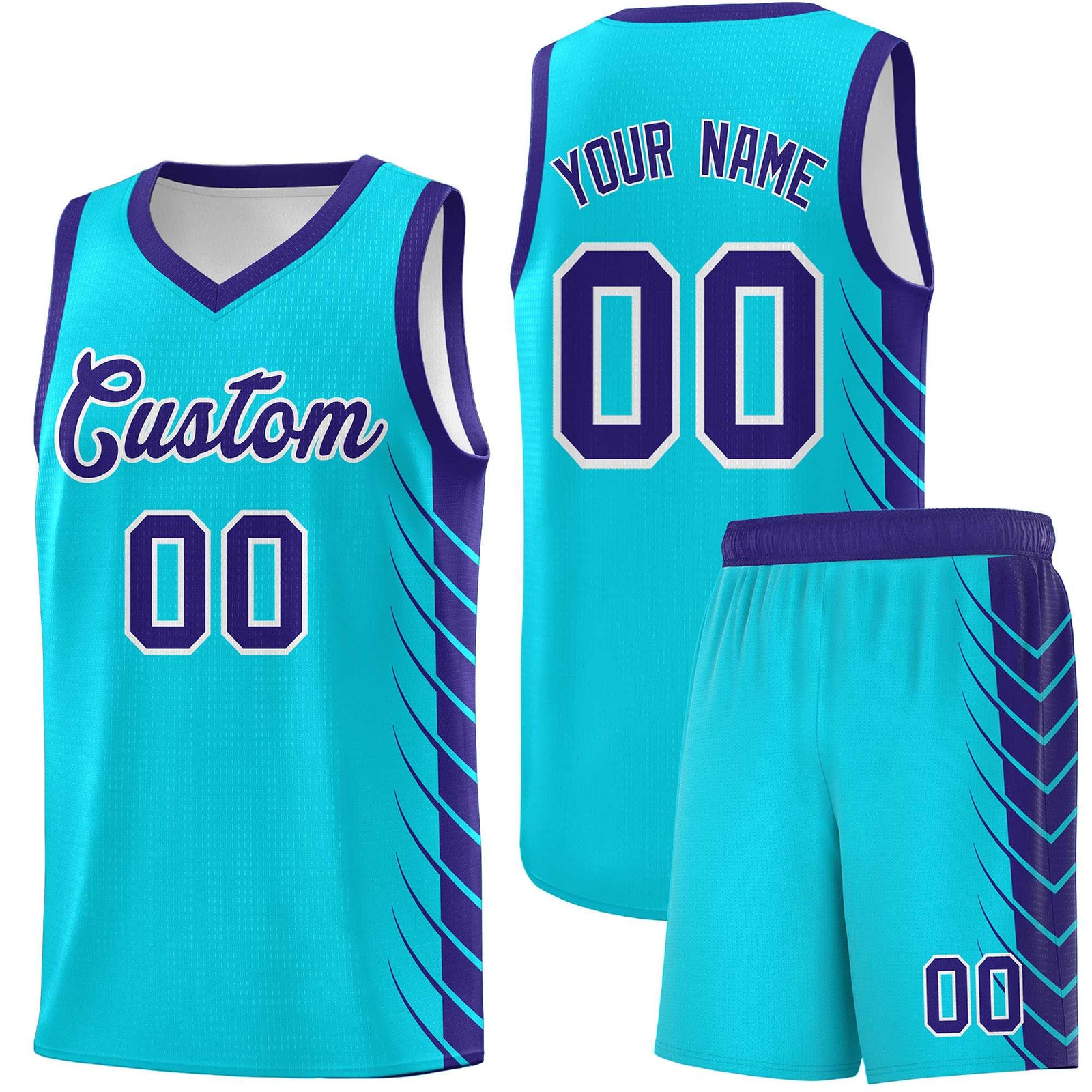 Custom Sky Blue Royal Personalized Side Symmetrical Line Pattern Sports Uniform Basketball Jersey| KXKSHOP