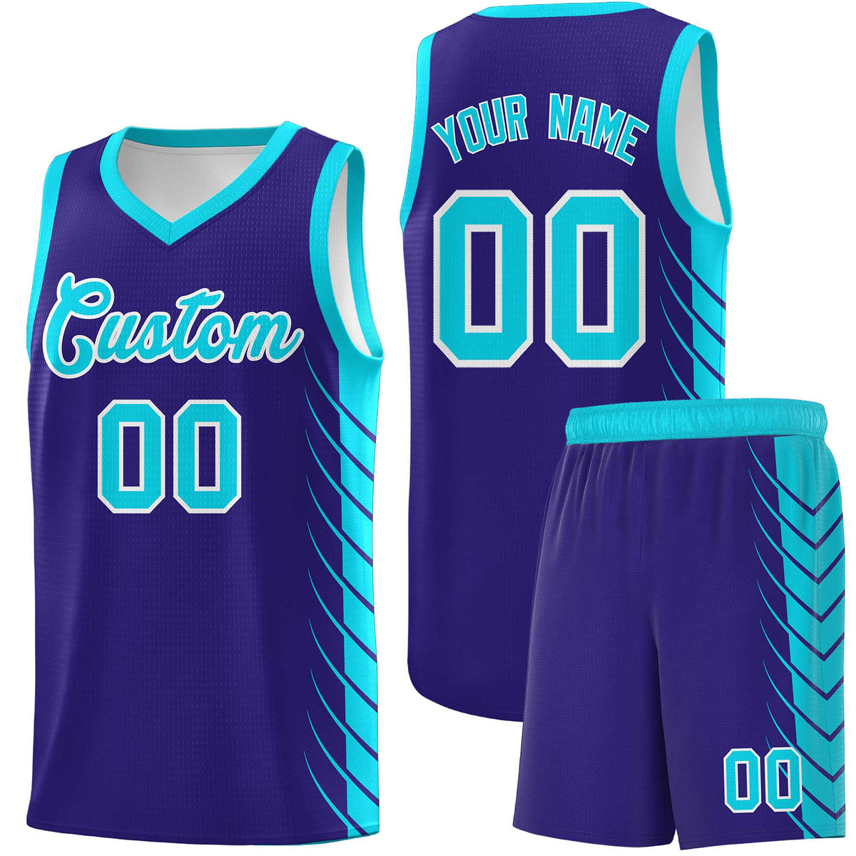 Custom Royal Sky Blue Personalized Side Symmetrical Line Pattern Sports Uniform Basketball Jersey| KXKSHOP
