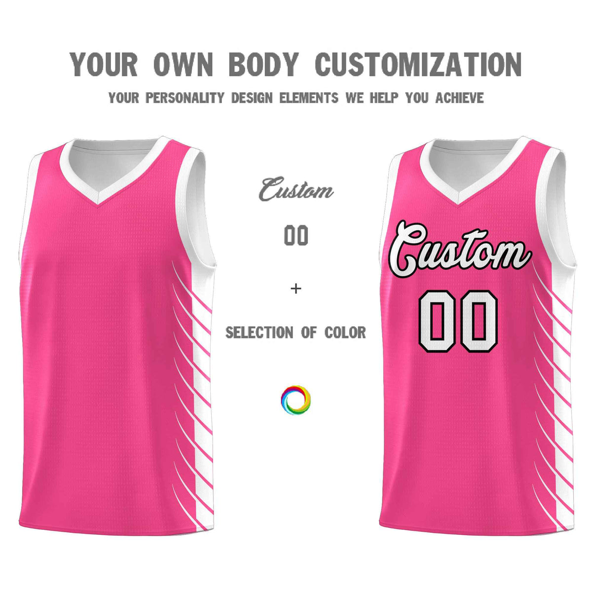 Custom Pink White Personalized Side Symmetrical Line Pattern Sports Uniform Basketball Jersey| KXKSHOP