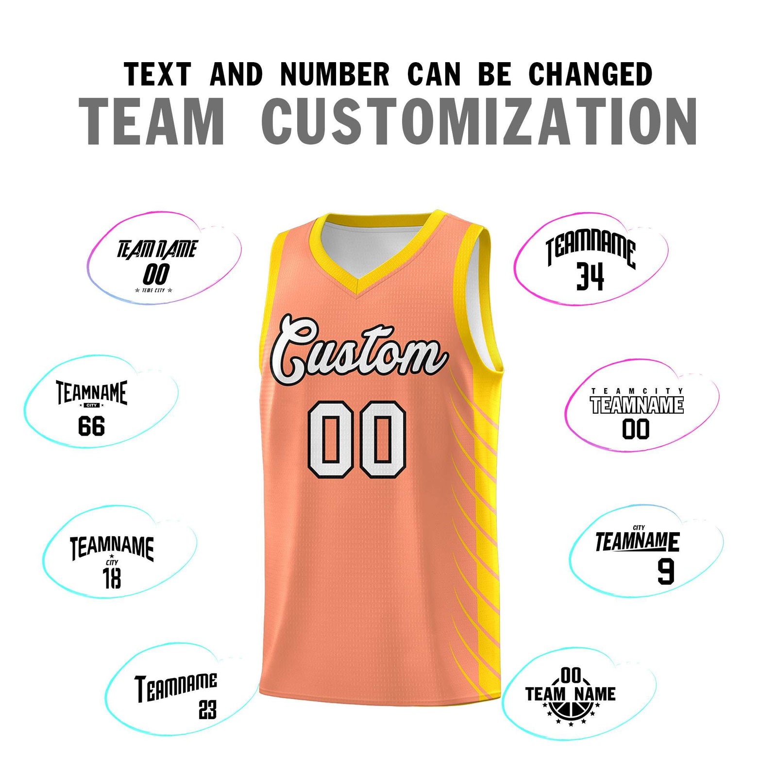 Custom Light Orange Gold Personalized Side Symmetrical Line Pattern Sports Uniform Basketball Jersey| KXKSHOP