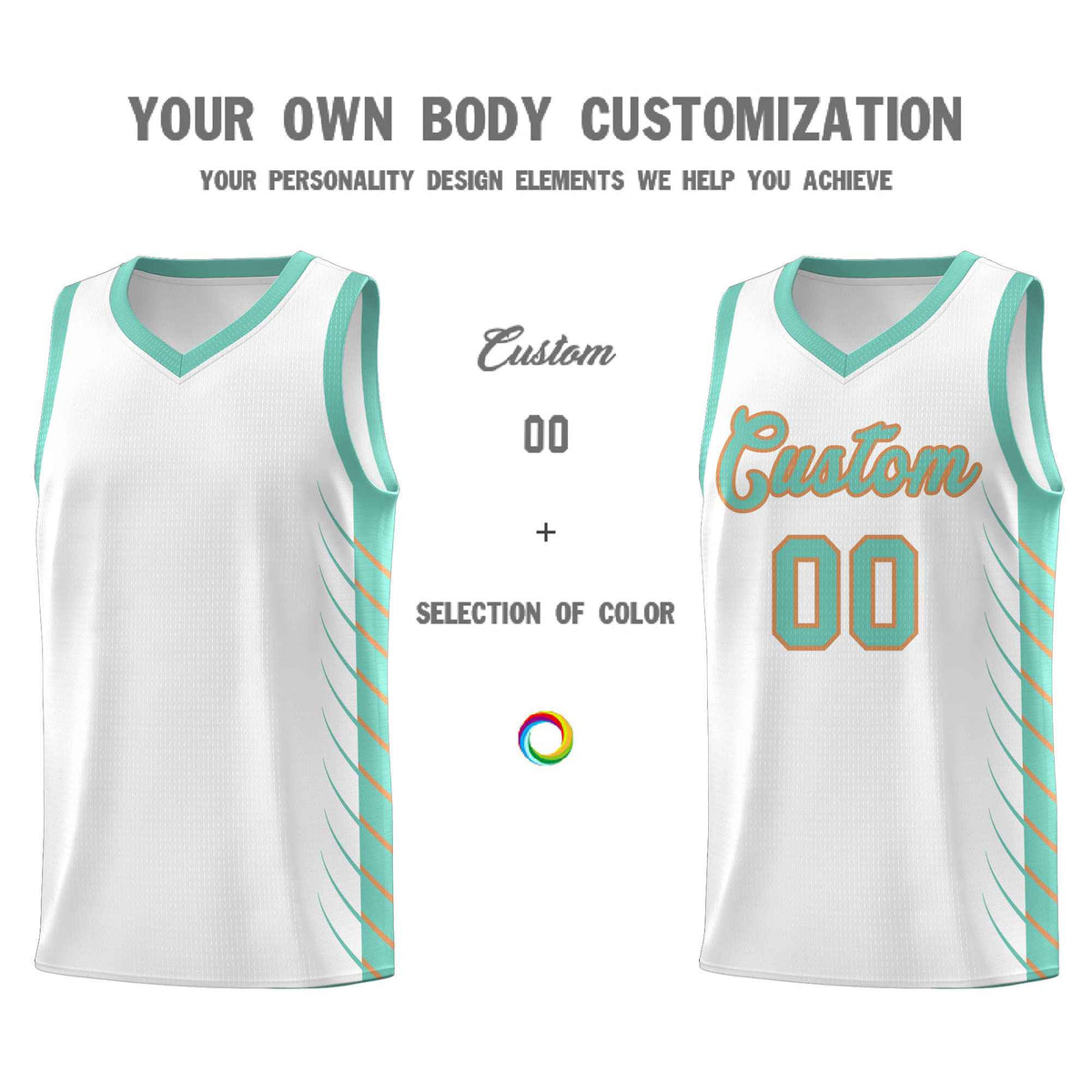 Custom White Bright Green Personalized Side Symmetrical Line Pattern Sports Uniform Basketball Jersey| KXKSHOP