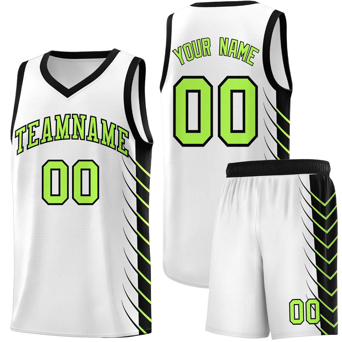 Custom White Black Personalized Side Symmetrical Line Pattern Sports Uniform Basketball Jersey