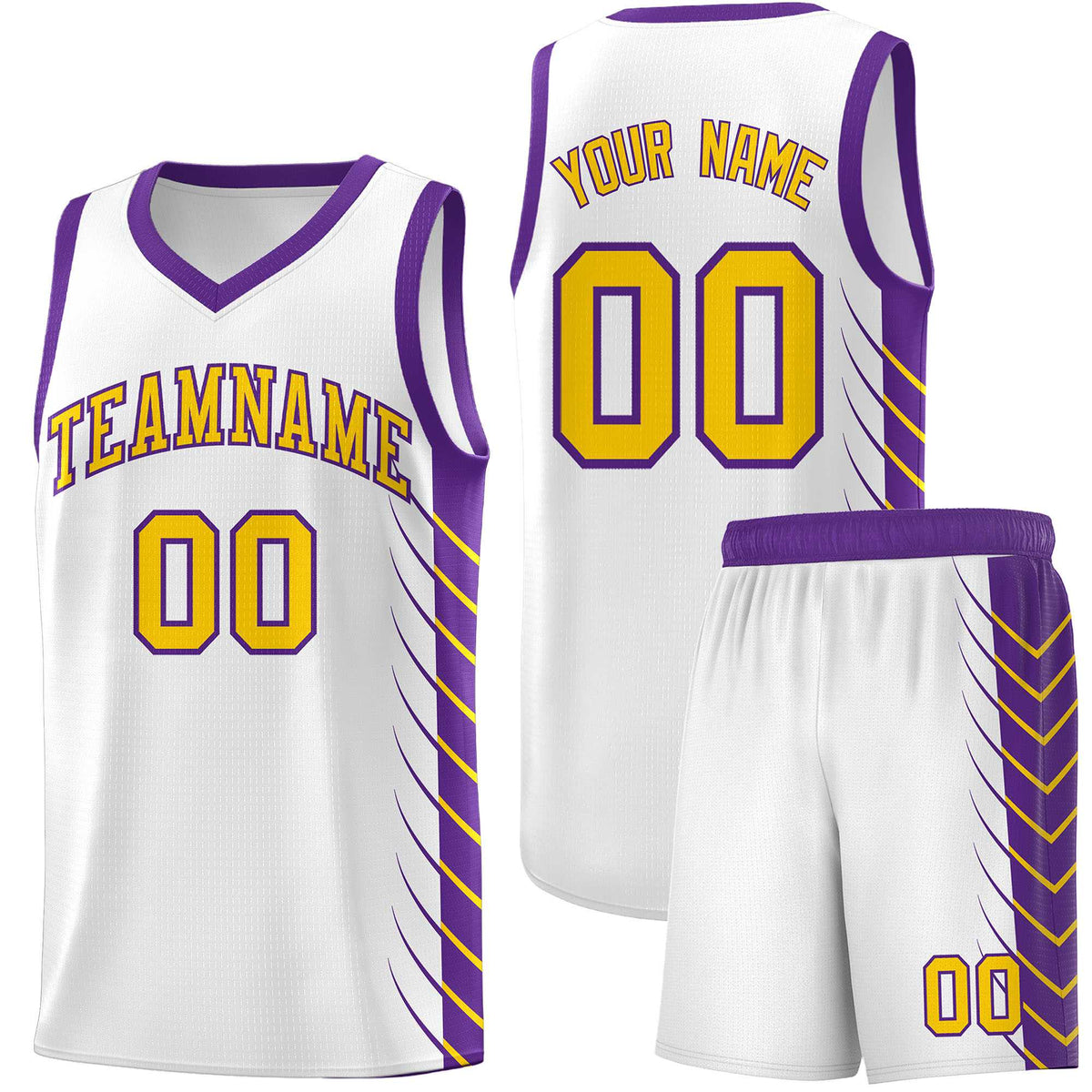 Custom White Purple Personalized Side Symmetrical Line Pattern Sports Uniform Basketball Jersey