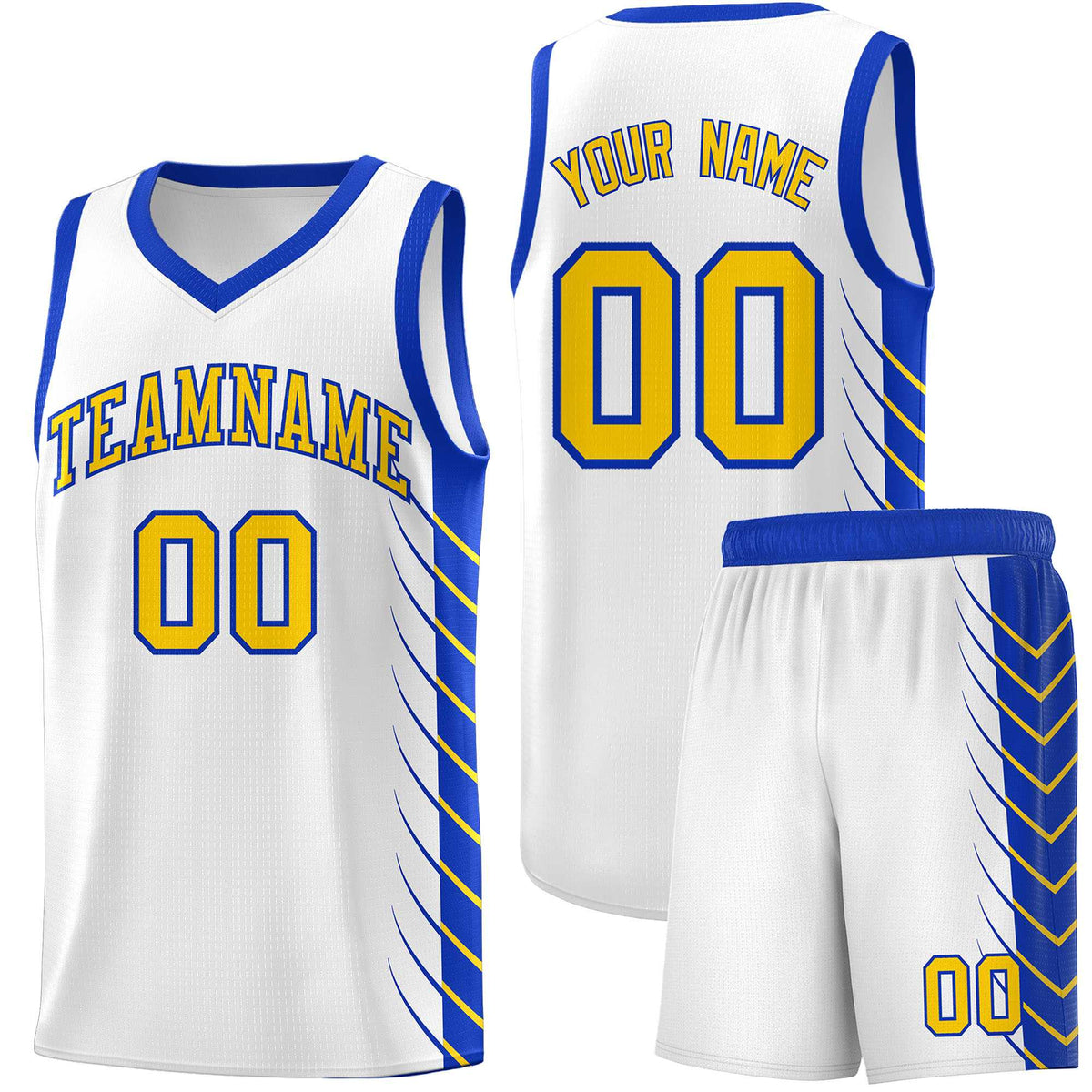 Custom White Royal Personalized Side Symmetrical Line Pattern Sports Uniform Basketball Jersey