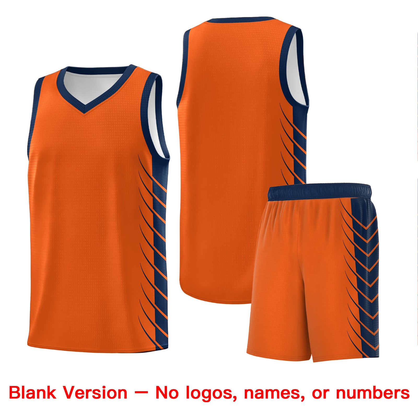 Custom Orange Navy Personalized Side Symmetrical Line Pattern Sports Uniform Basketball Jersey