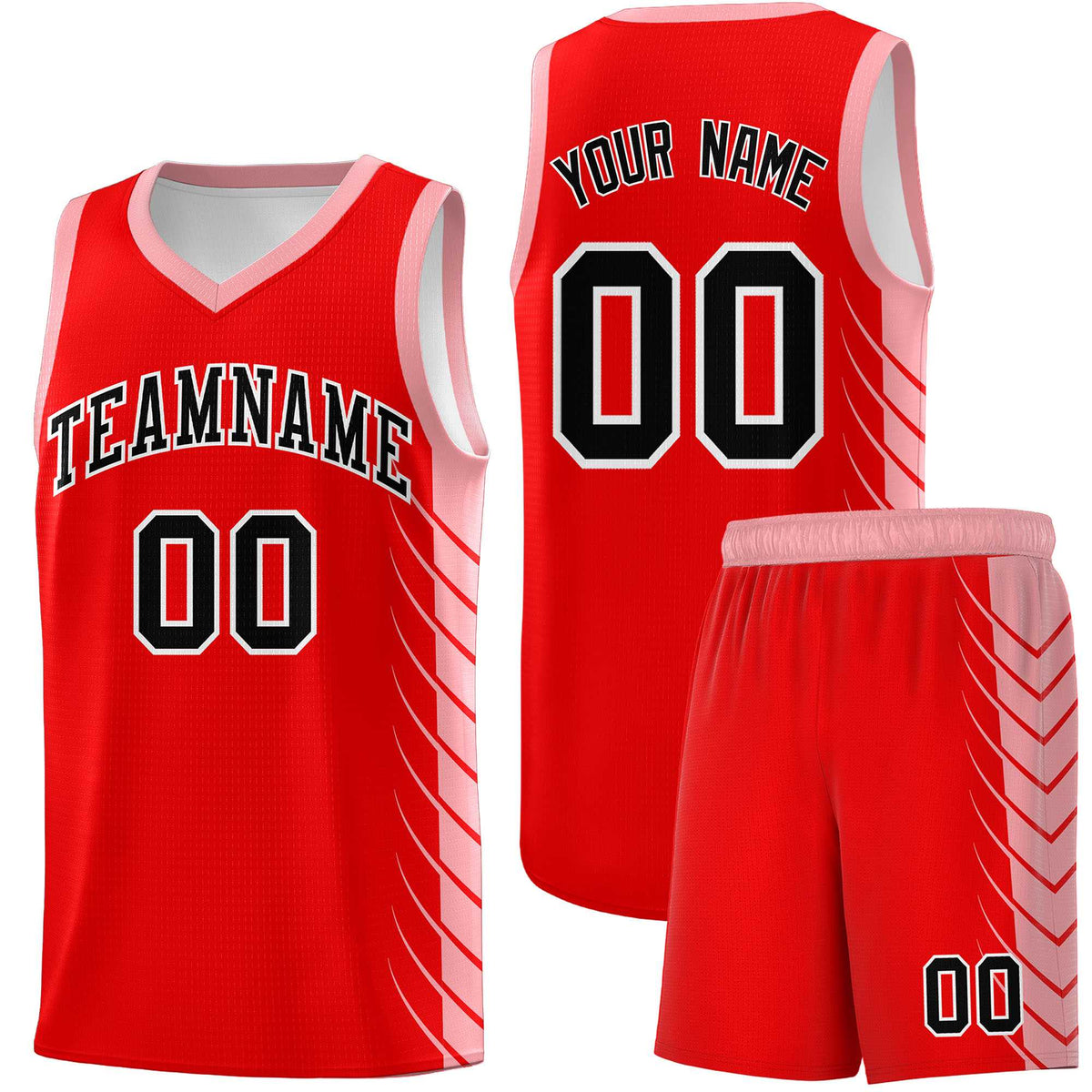 Custom Light Red Light Pink Personalized Side Symmetrical Line Pattern Sports Uniform Basketball Jersey