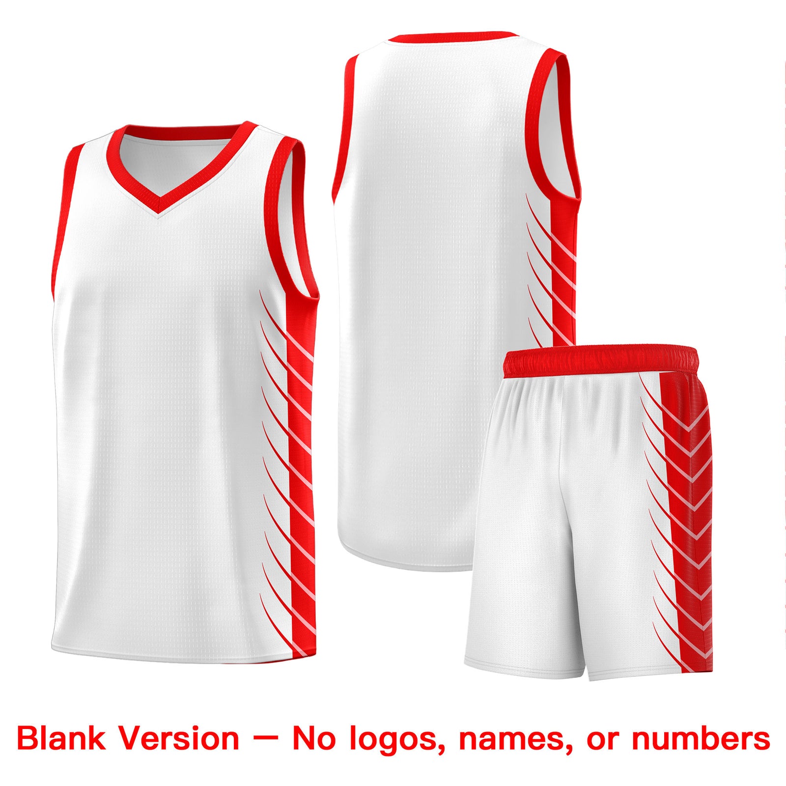 Custom White Light Red Personalized Side Symmetrical Line Pattern Sports Uniform Basketball Jersey