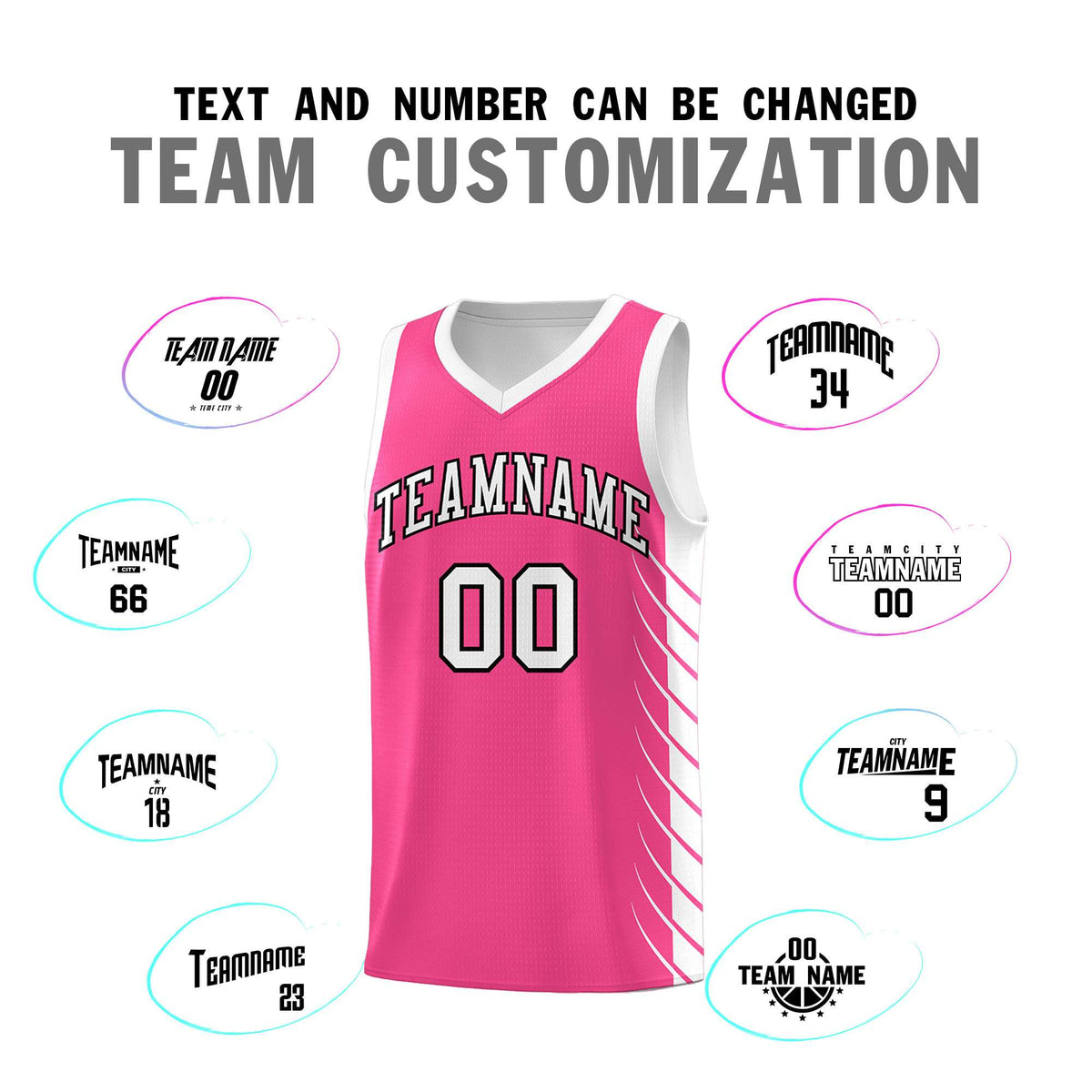Custom Pink White Personalized Side Symmetrical Line Pattern Sports Uniform Basketball Jersey