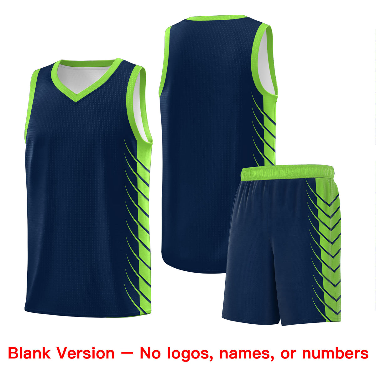 Custom Navy Fluorescent Green Personalized Side Symmetrical Line Pattern Sports Uniform Basketball Jersey