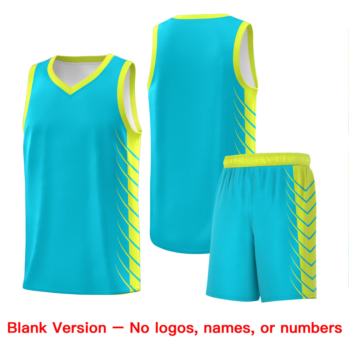 Custom Sky Blue Fluorescent Green Personalized Side Symmetrical Line Pattern Sports Uniform Basketball Jersey