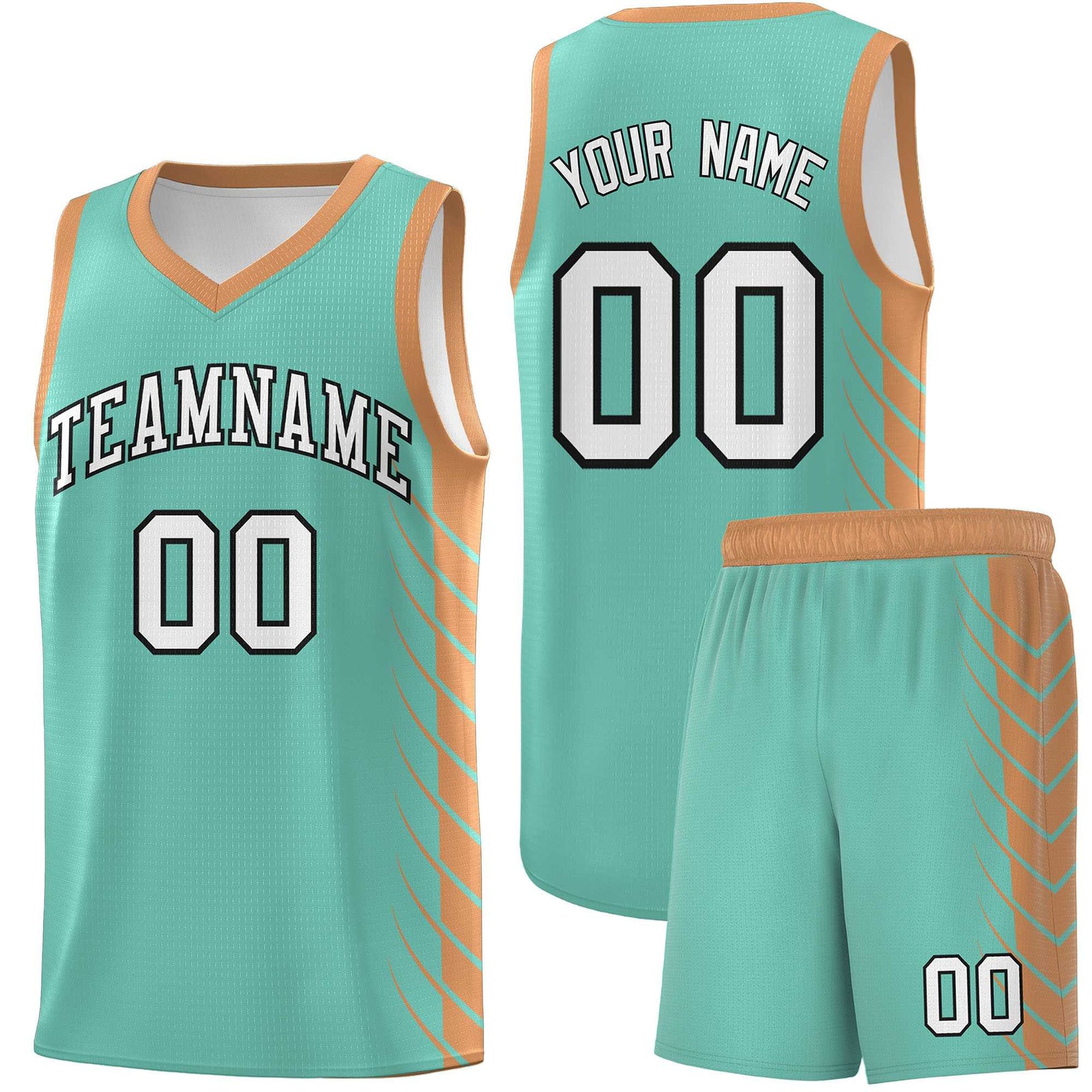 Custom Bright Green Buckskin Brown Personalized Side Symmetrical Line Pattern Sports Uniform Basketball Jersey