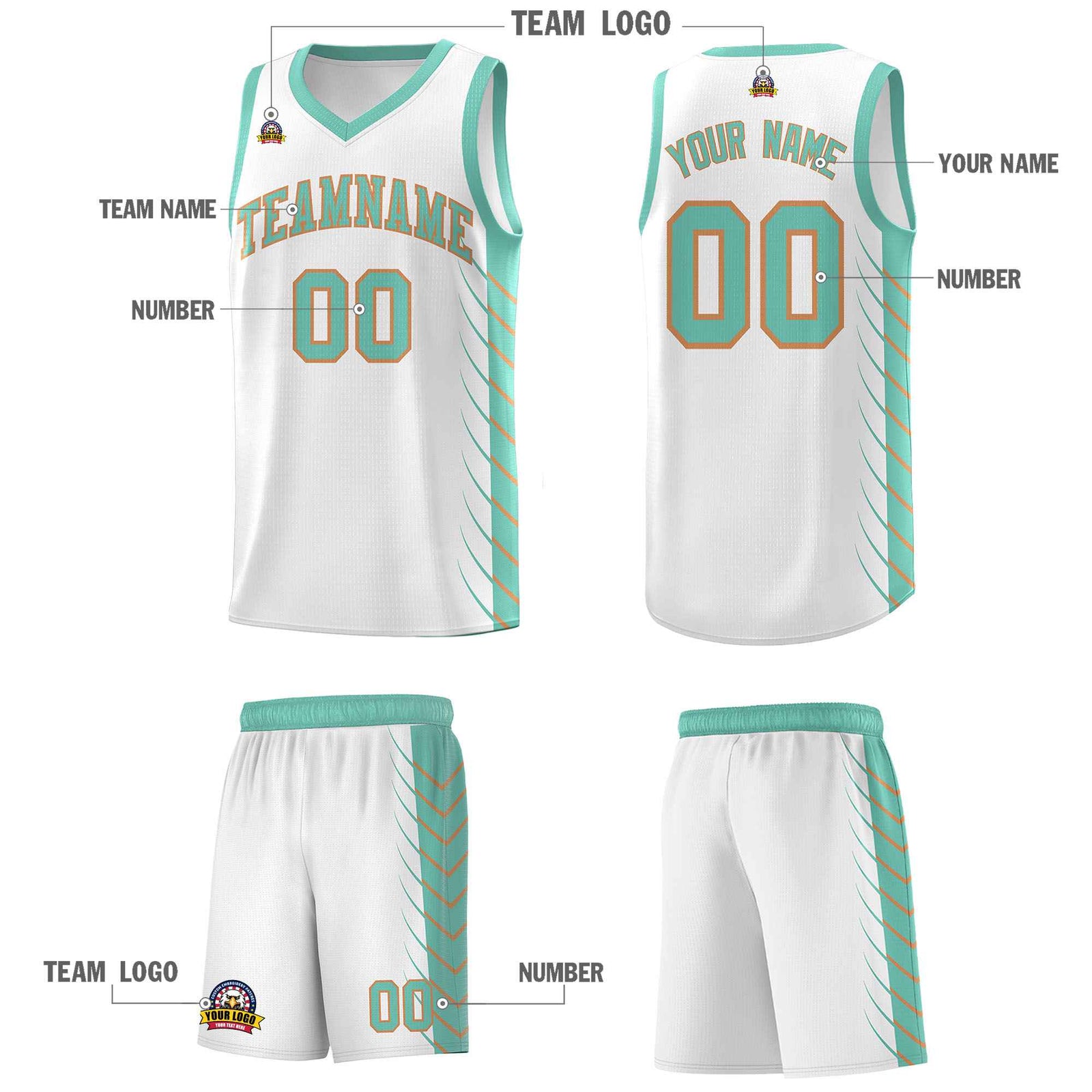Custom White Bright Green Personalized Side Symmetrical Line Pattern Sports Uniform Basketball Jersey