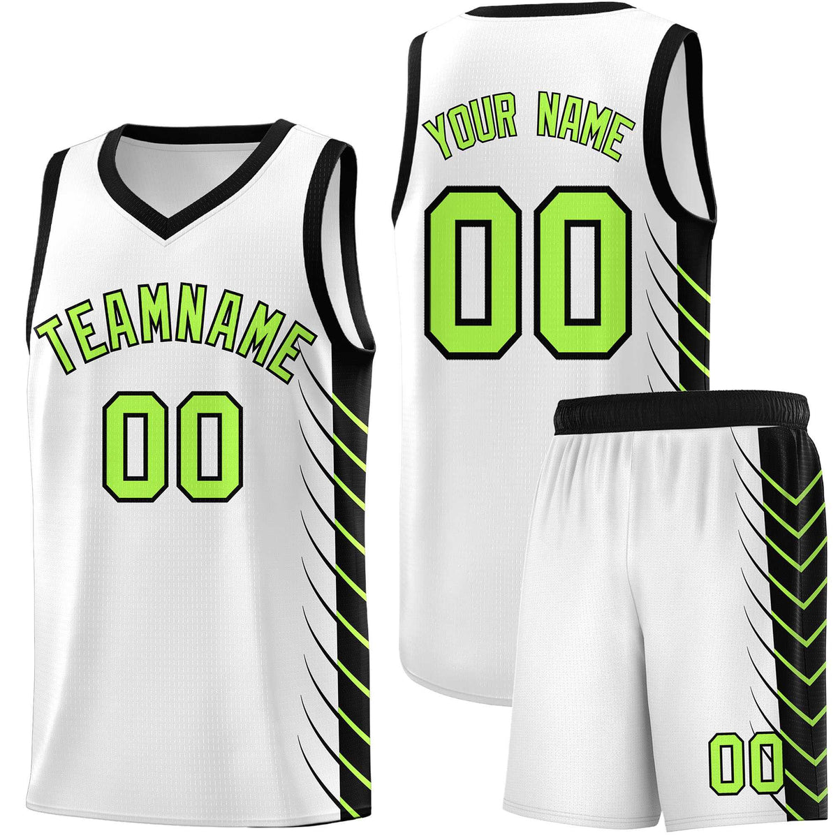 Custom White Black Personalized Side Symmetrical Line Pattern Sports Uniform Basketball Jersey