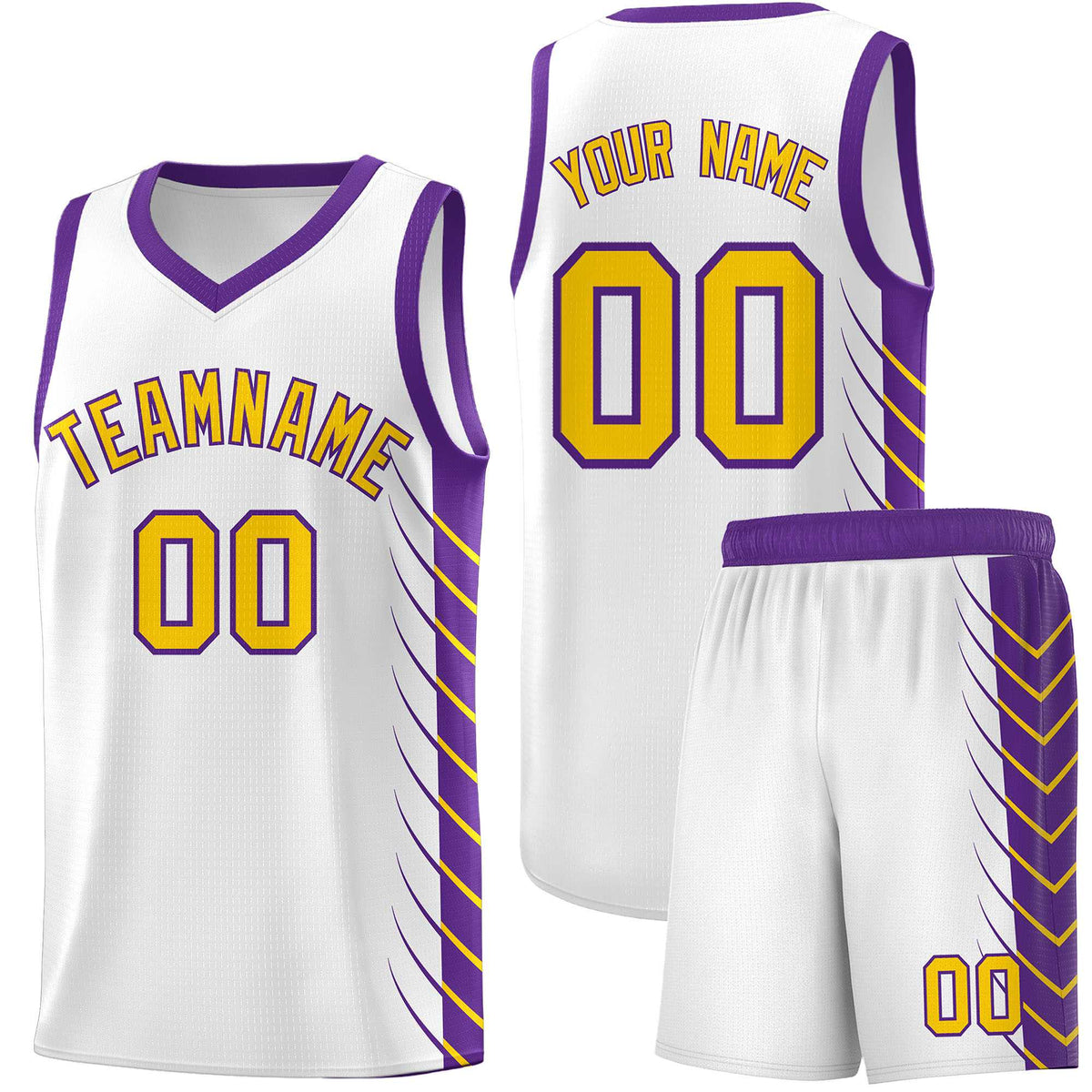 Custom White Purple Personalized Side Symmetrical Line Pattern Sports Uniform Basketball Jersey