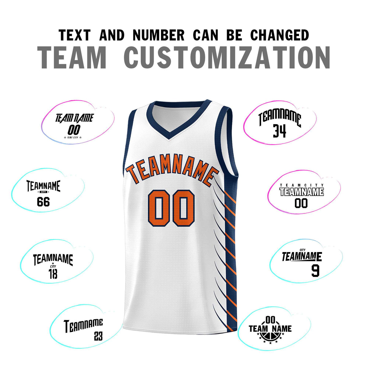 Custom White Navy Personalized Side Symmetrical Line Pattern Sports Uniform Basketball Jersey
