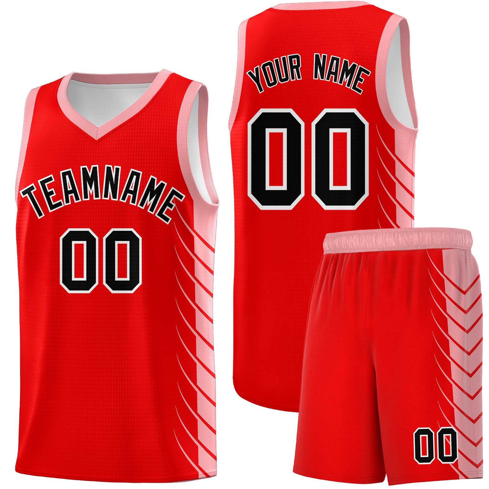 Custom Light Red Light Pink Personalized Side Symmetrical Line Pattern Sports Uniform Basketball Jersey