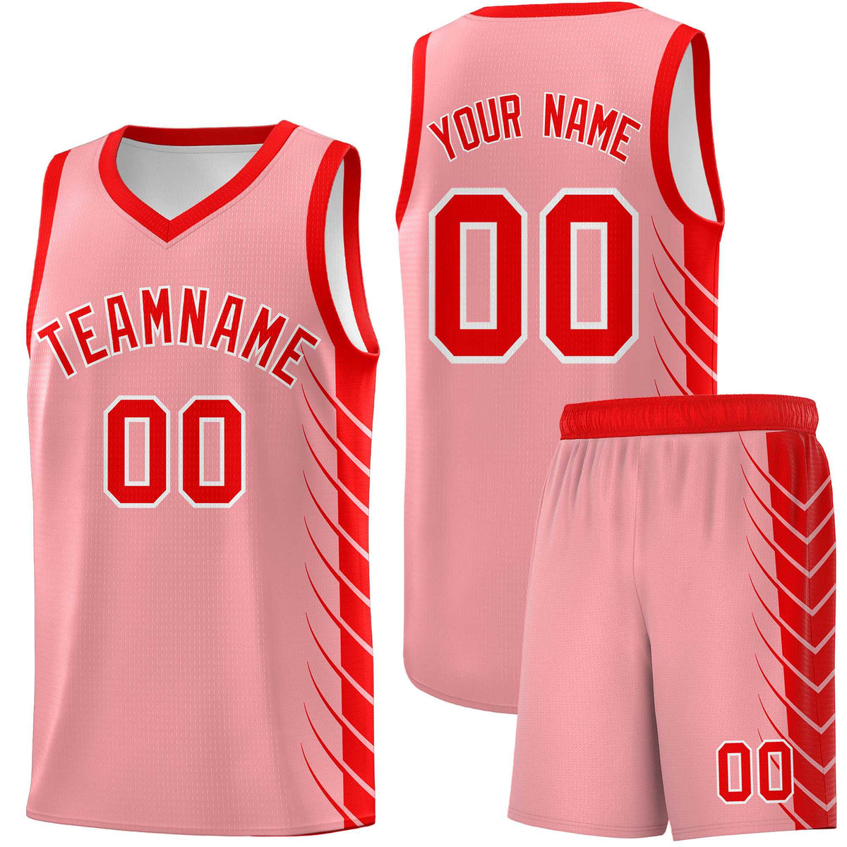 Custom Light Pink Light Red Personalized Side Symmetrical Line Pattern Sports Uniform Basketball Jersey