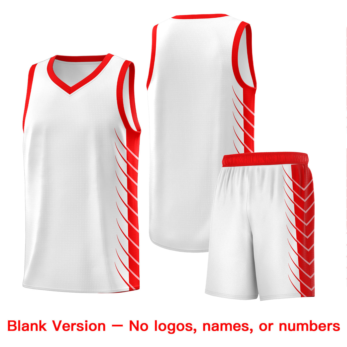 Custom White Light Red Personalized Side Symmetrical Line Pattern Sports Uniform Basketball Jersey
