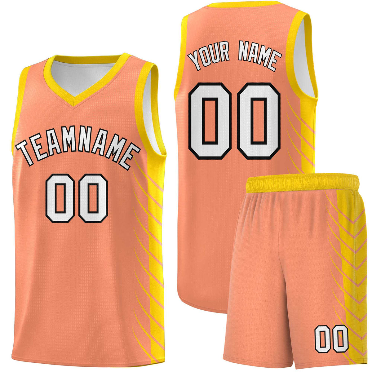 Custom Light Orange Gold Personalized Side Symmetrical Line Pattern Sports Uniform Basketball Jersey