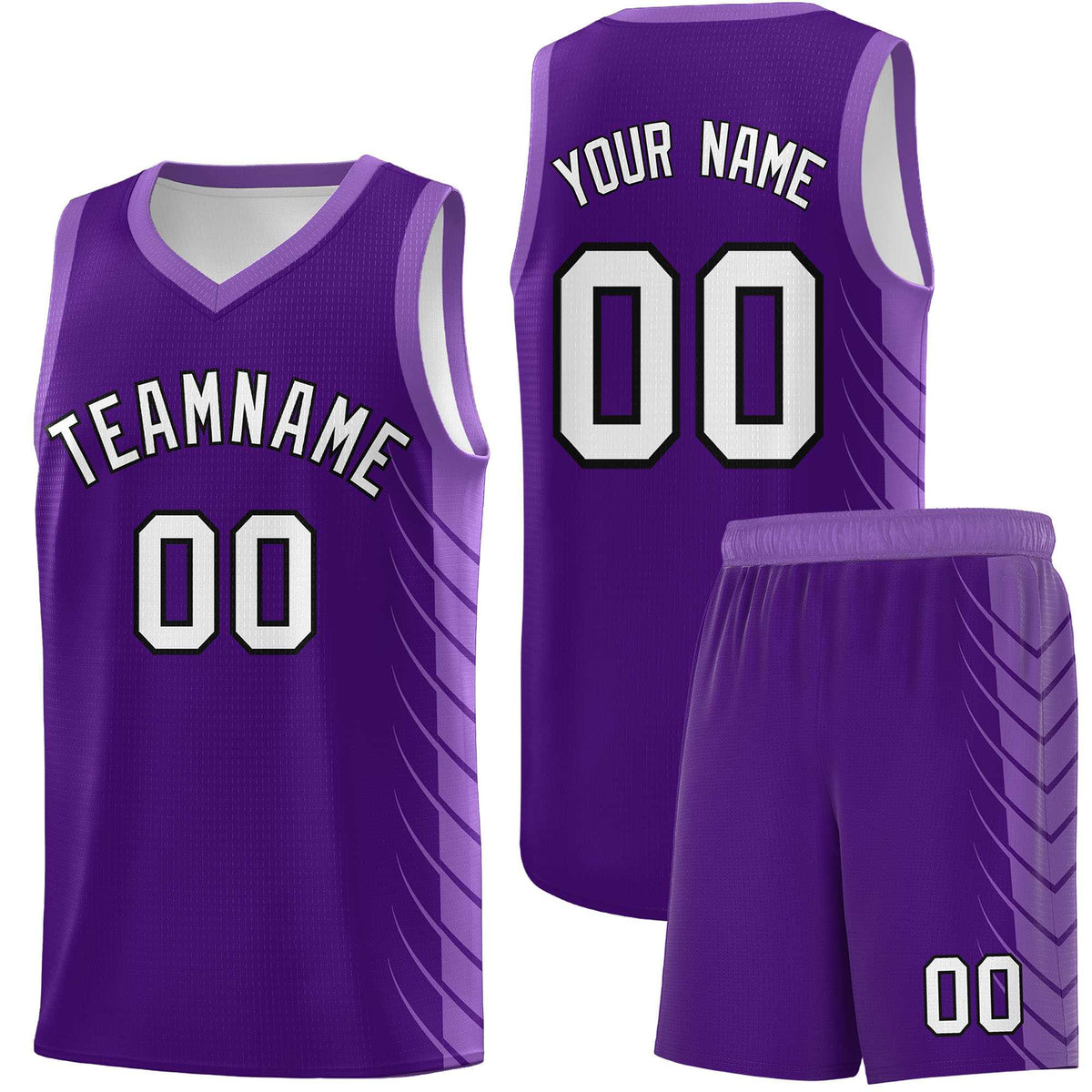 Custom Purple Light Purple Personalized Side Symmetrical Line Pattern Sports Uniform Basketball Jersey