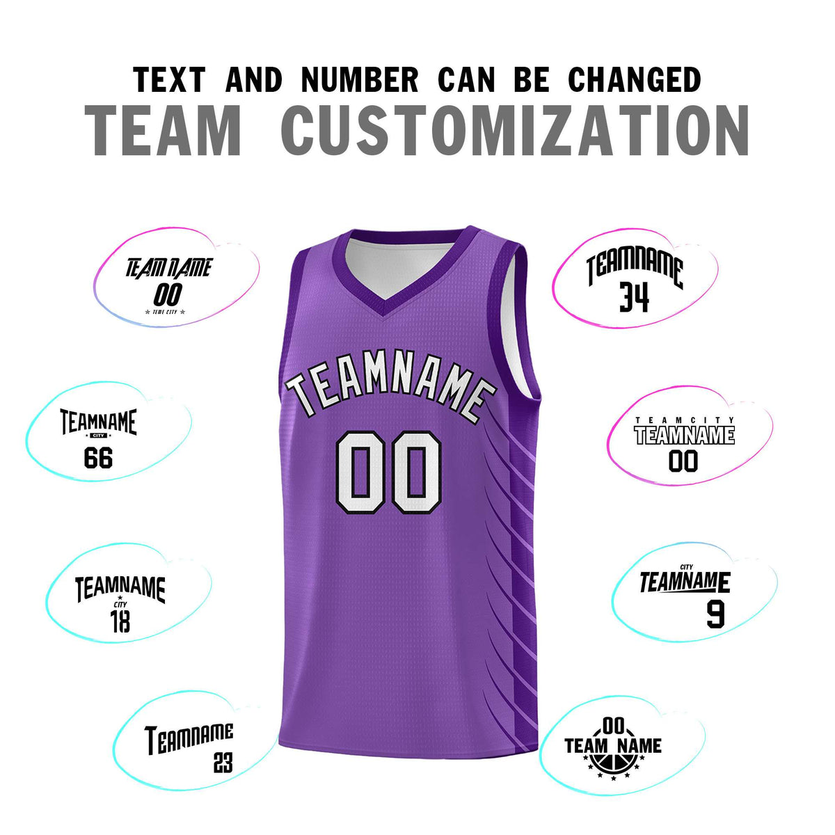 Custom Light Purple Purple Personalized Side Symmetrical Line Pattern Sports Uniform Basketball Jersey
