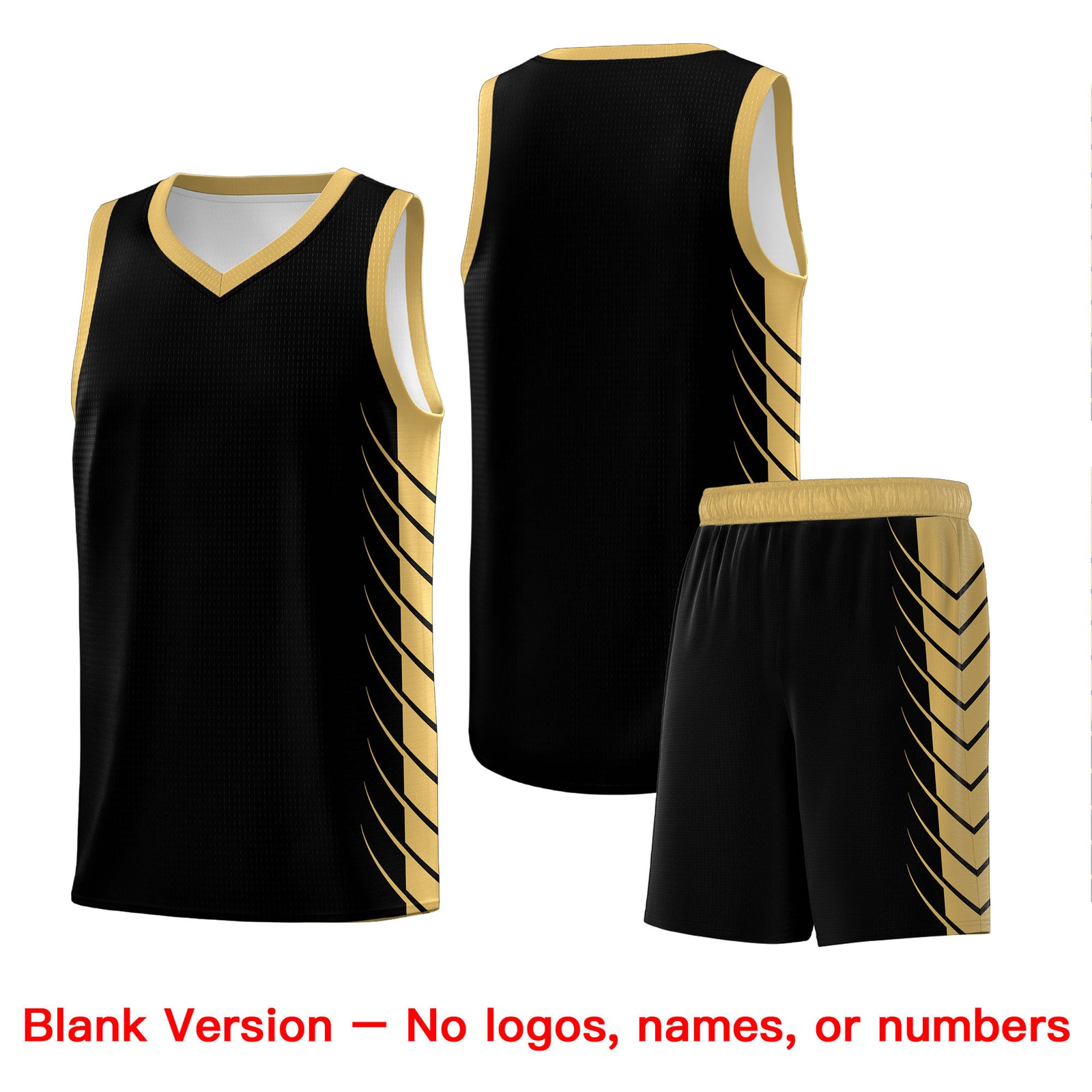 Custom Black Old Gold Personalized Side Symmetrical Line Pattern Sports Uniform Basketball Jersey