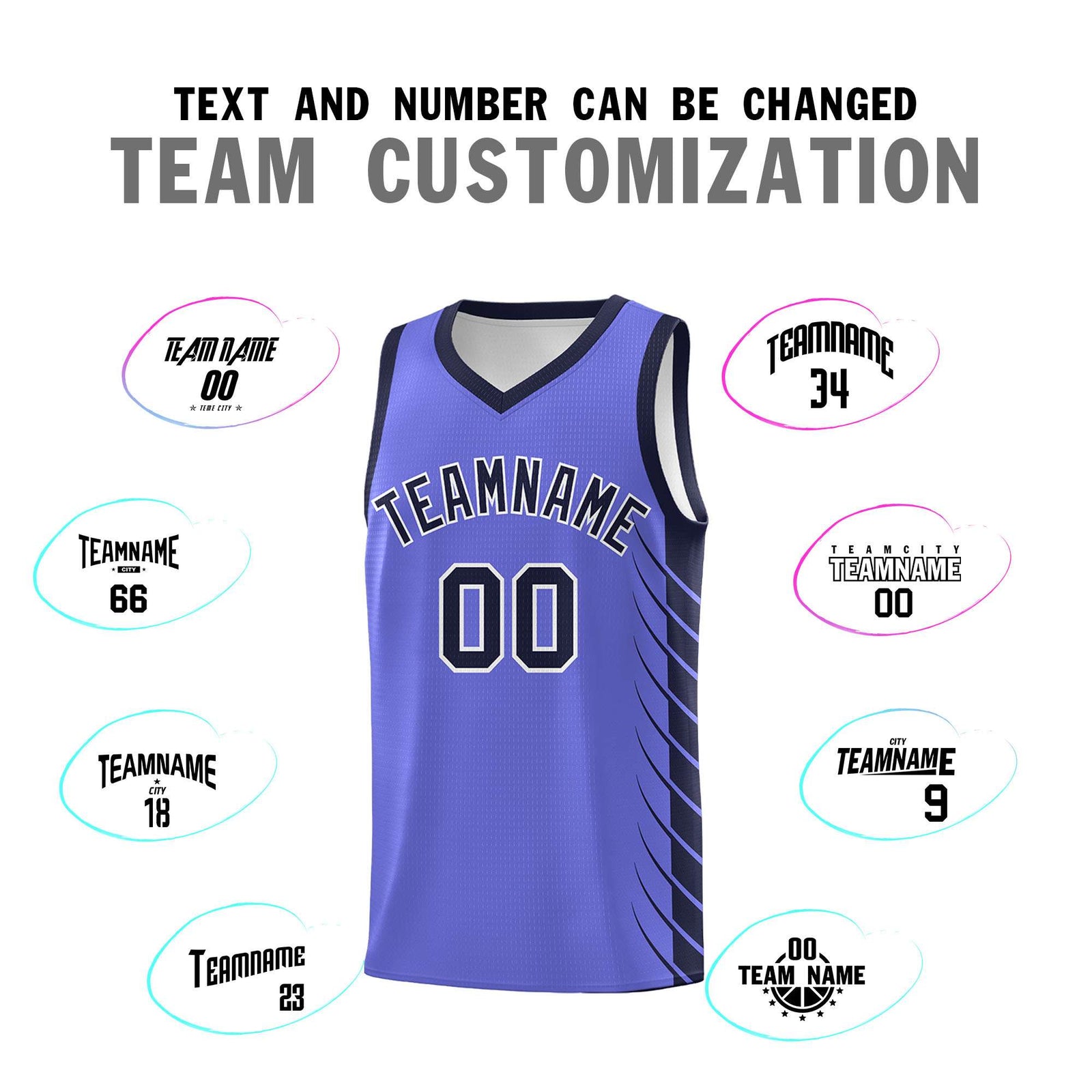 Custom Purple Navy Personalized Side Symmetrical Line Pattern Sports Uniform Basketball Jersey