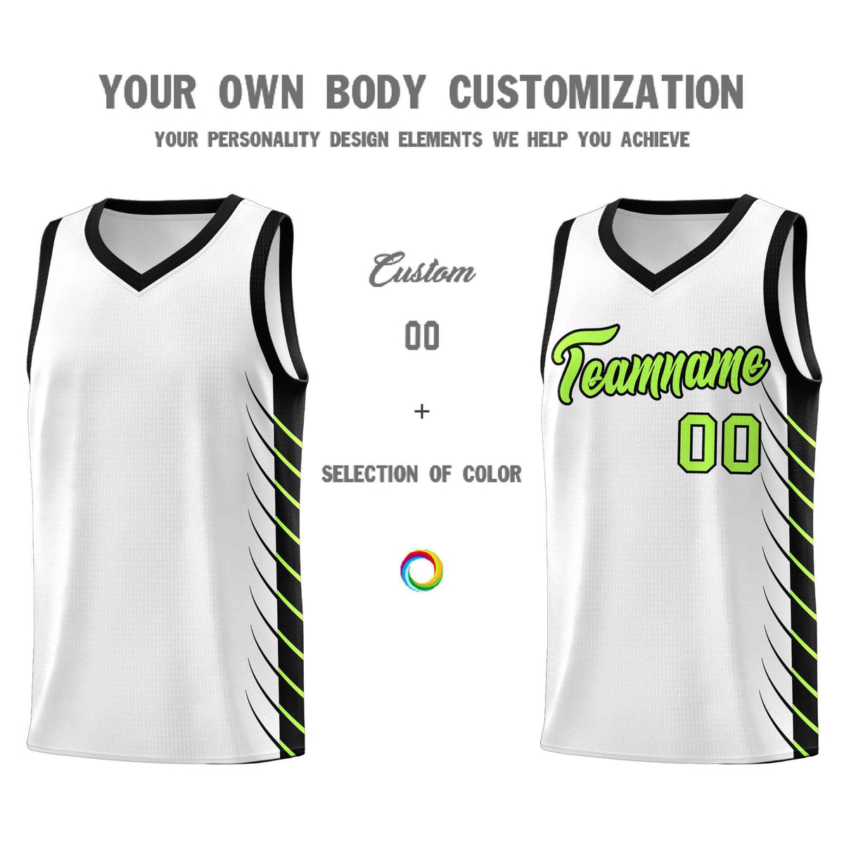 Custom White Black Personalized Side Symmetrical Line Pattern Sports Uniform Basketball Jersey