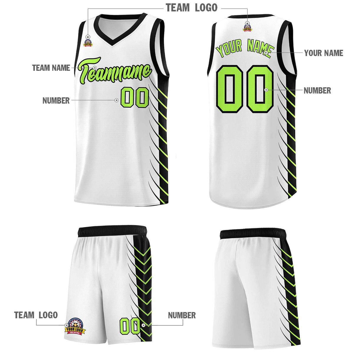 Custom White Black Personalized Side Symmetrical Line Pattern Sports Uniform Basketball Jersey