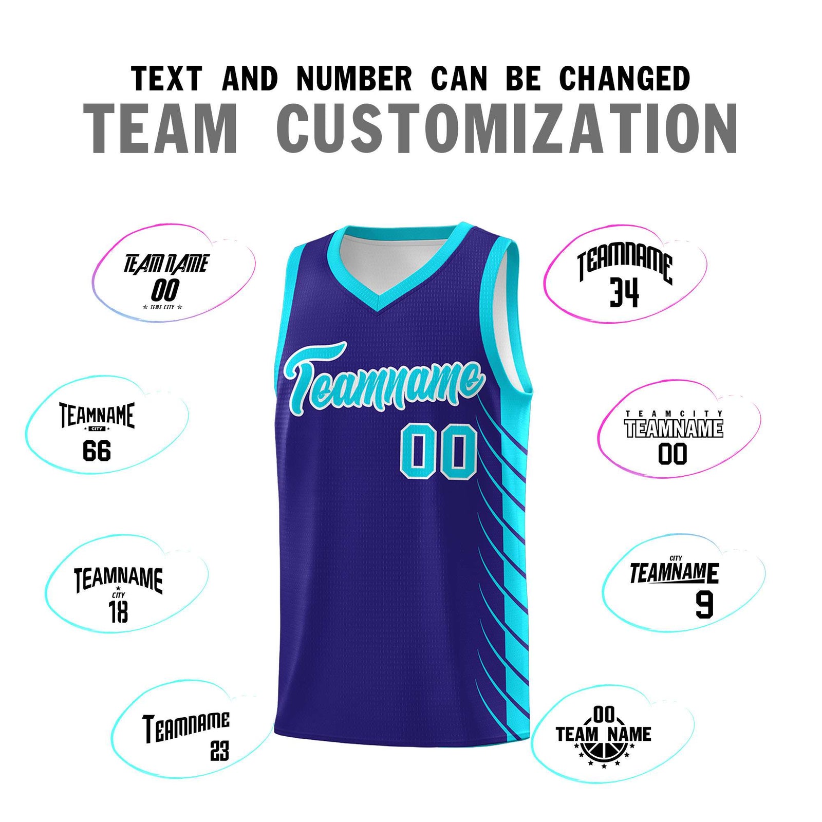 Custom Royal Sky Blue Personalized Side Symmetrical Line Pattern Sports Uniform Basketball Jersey