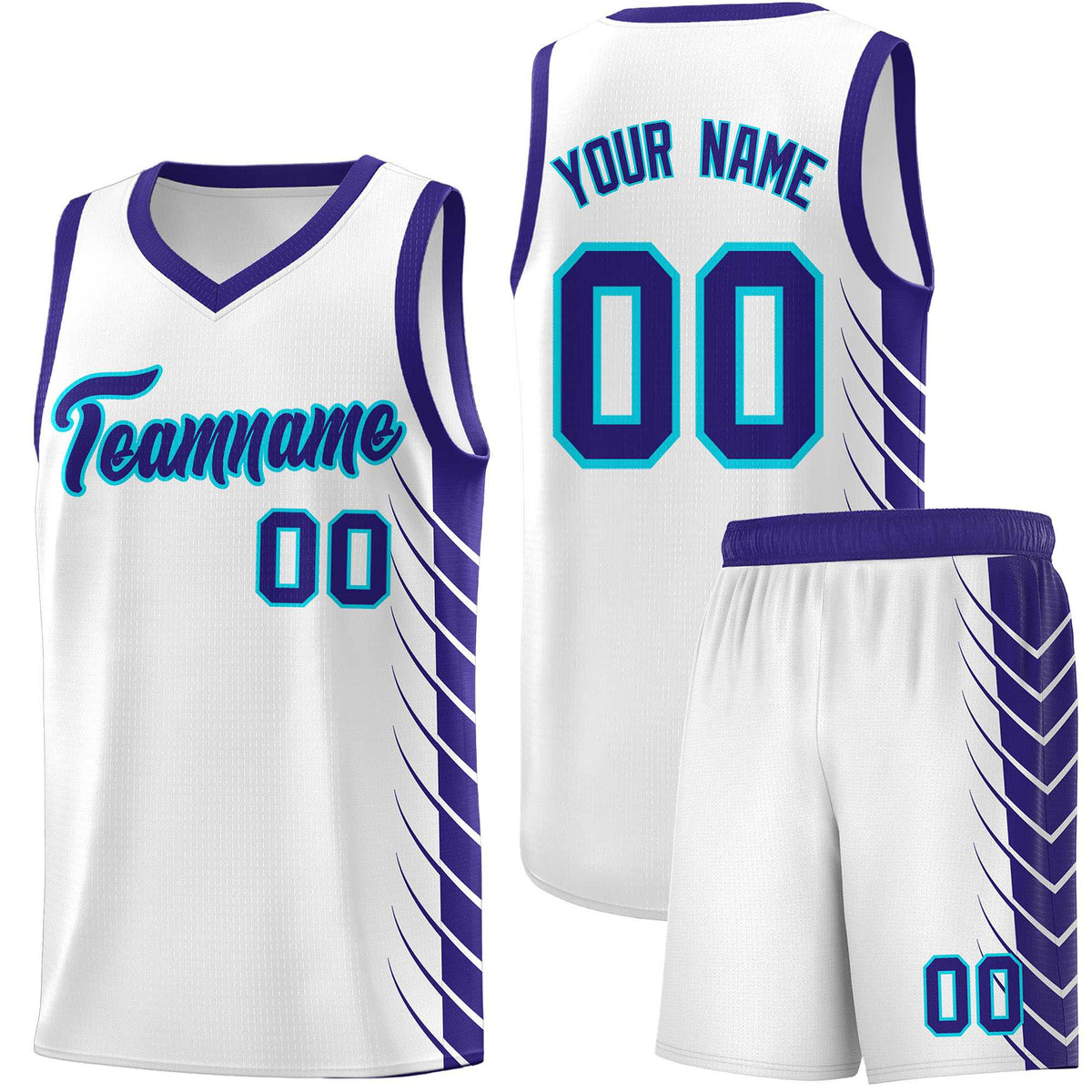 Custom White Royal Personalized Side Symmetrical Line Pattern Sports Uniform Basketball Jersey