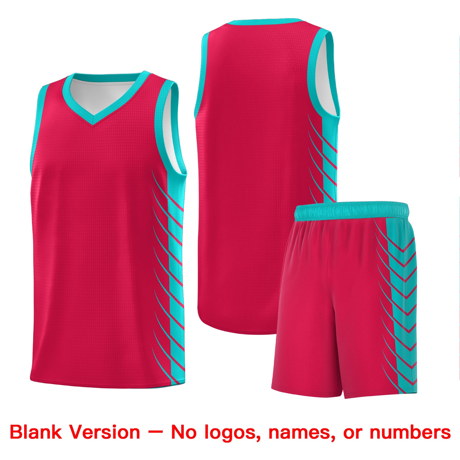 Custom Red Aqua Personalized Side Symmetrical Line Pattern Sports Uniform Basketball Jersey