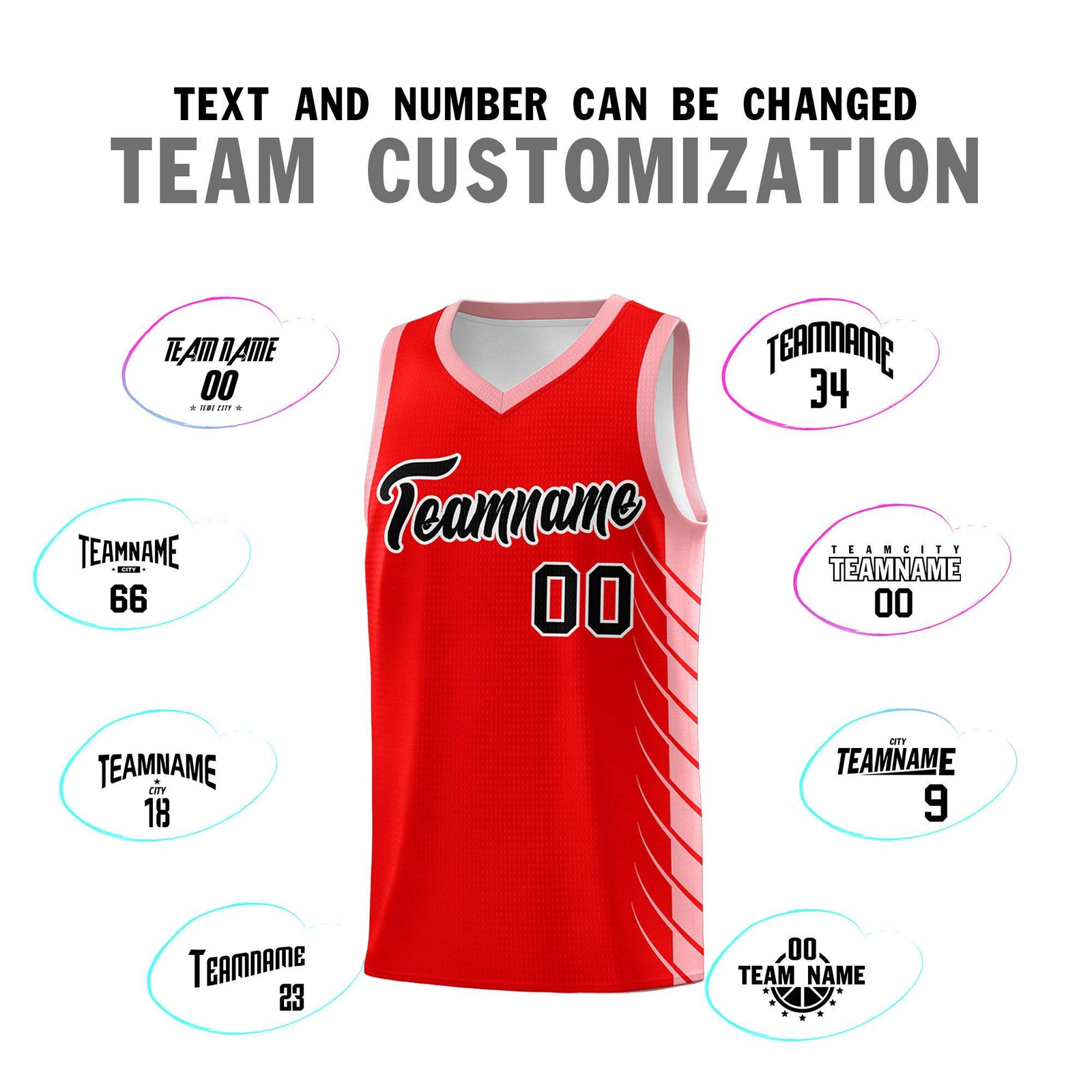 Custom Light Red Light Pink Personalized Side Symmetrical Line Pattern Sports Uniform Basketball Jersey