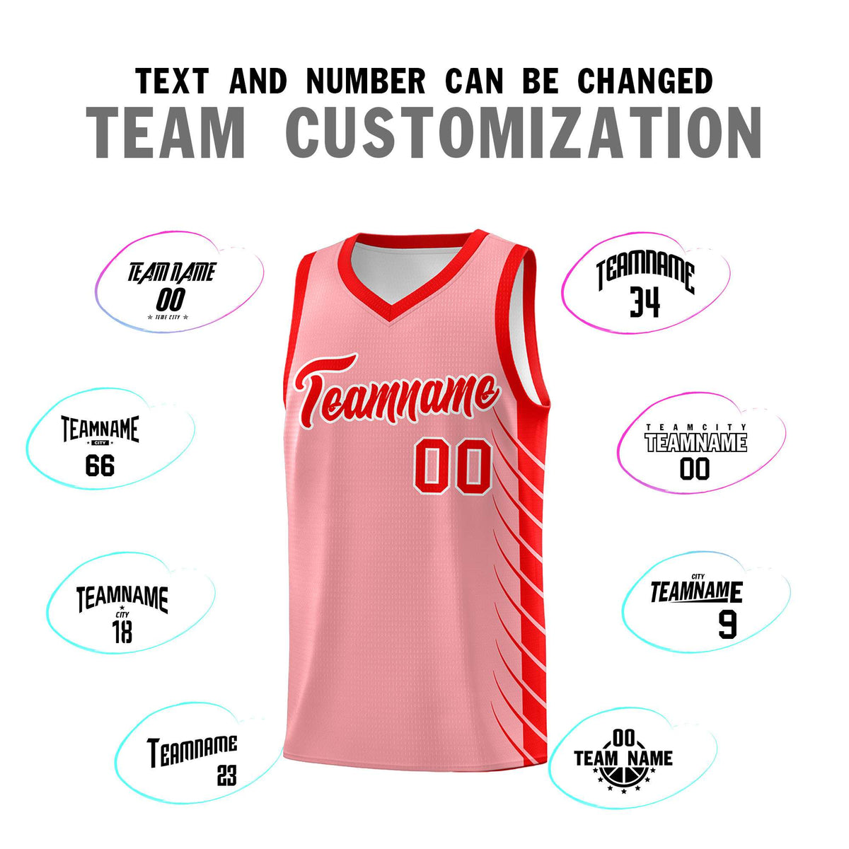 Custom Light Pink Light Red Personalized Side Symmetrical Line Pattern Sports Uniform Basketball Jersey