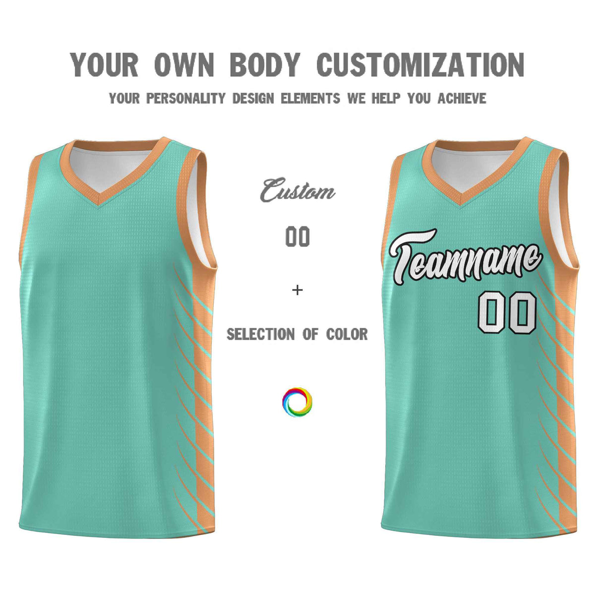 Custom Bright Green Buckskin Brown Personalized Side Symmetrical Line Pattern Sports Uniform Basketball Jersey