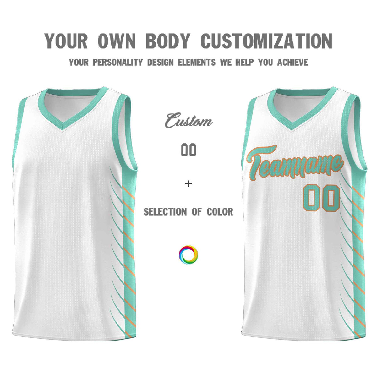 Custom White Bright Green Personalized Side Symmetrical Line Pattern Sports Uniform Basketball Jersey