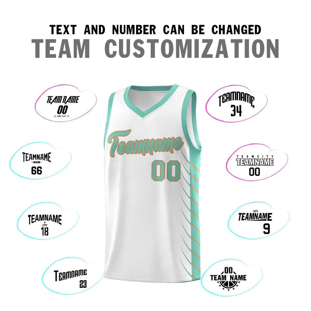 Custom White Bright Green Personalized Side Symmetrical Line Pattern Sports Uniform Basketball Jersey
