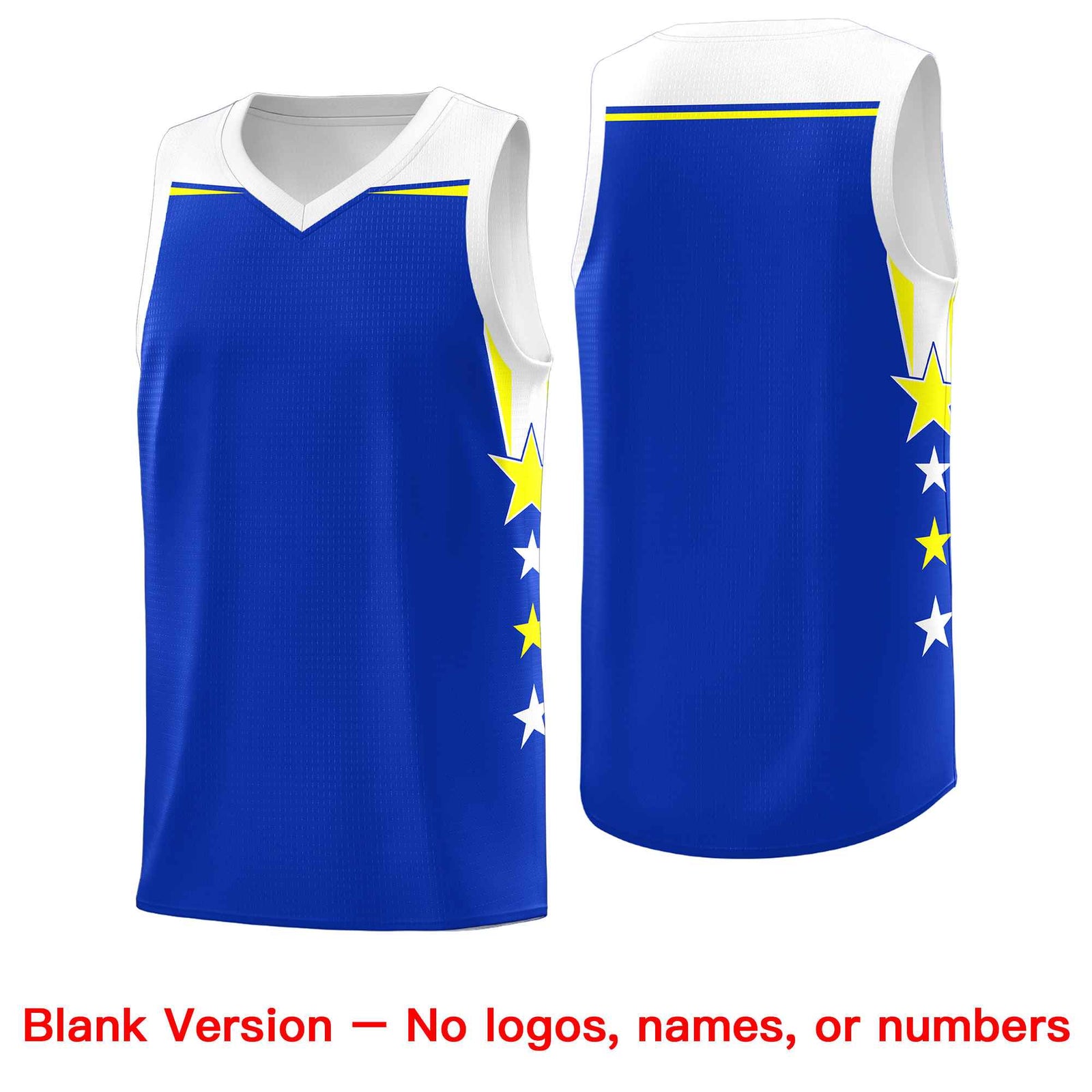 Custom Youth Basketball Uniform Royal White Two Tone Side Star Personalized Team Jersey