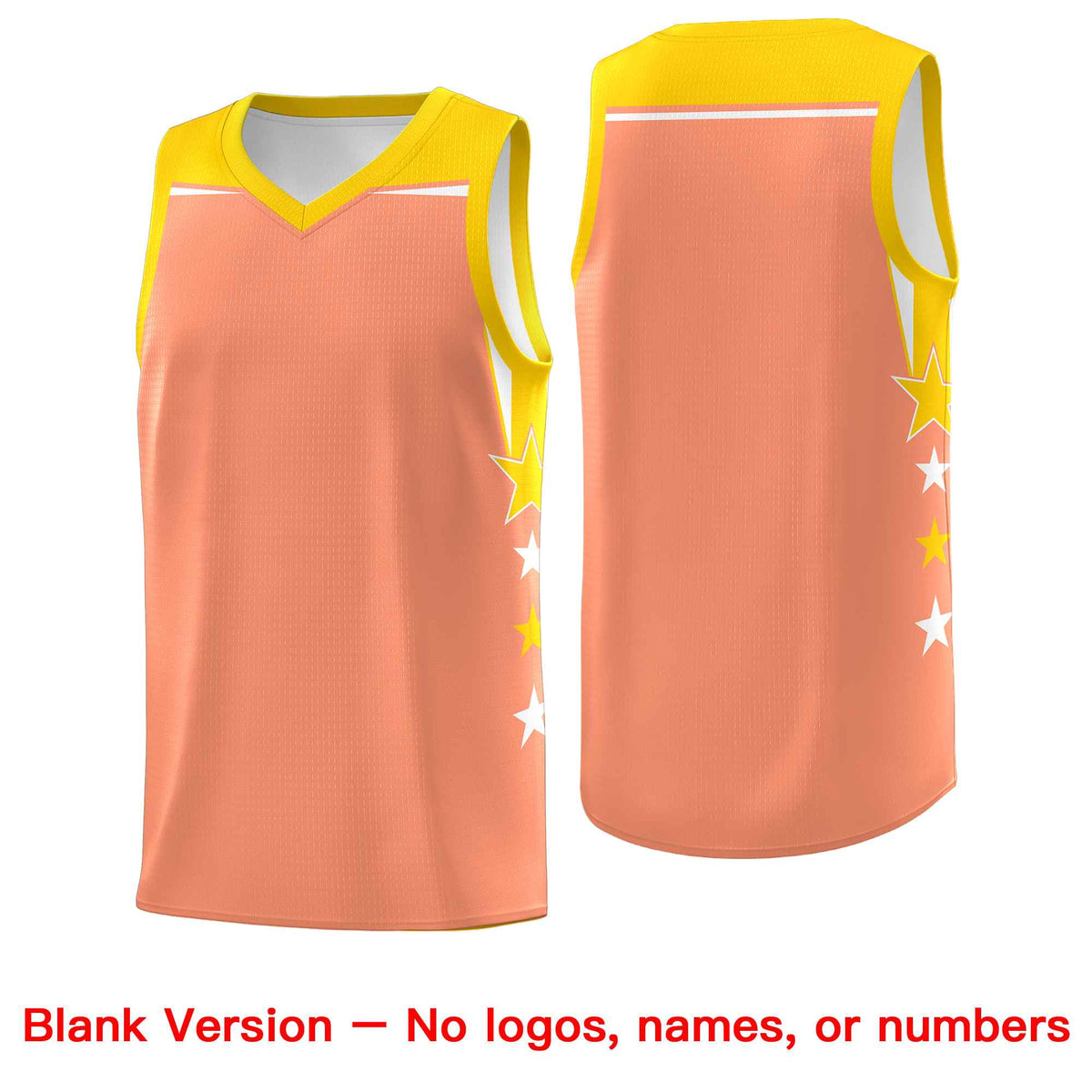 Custom Youth Basketball Uniform Light Orange Gold Two Tone Side Star Personalized Team Jersey