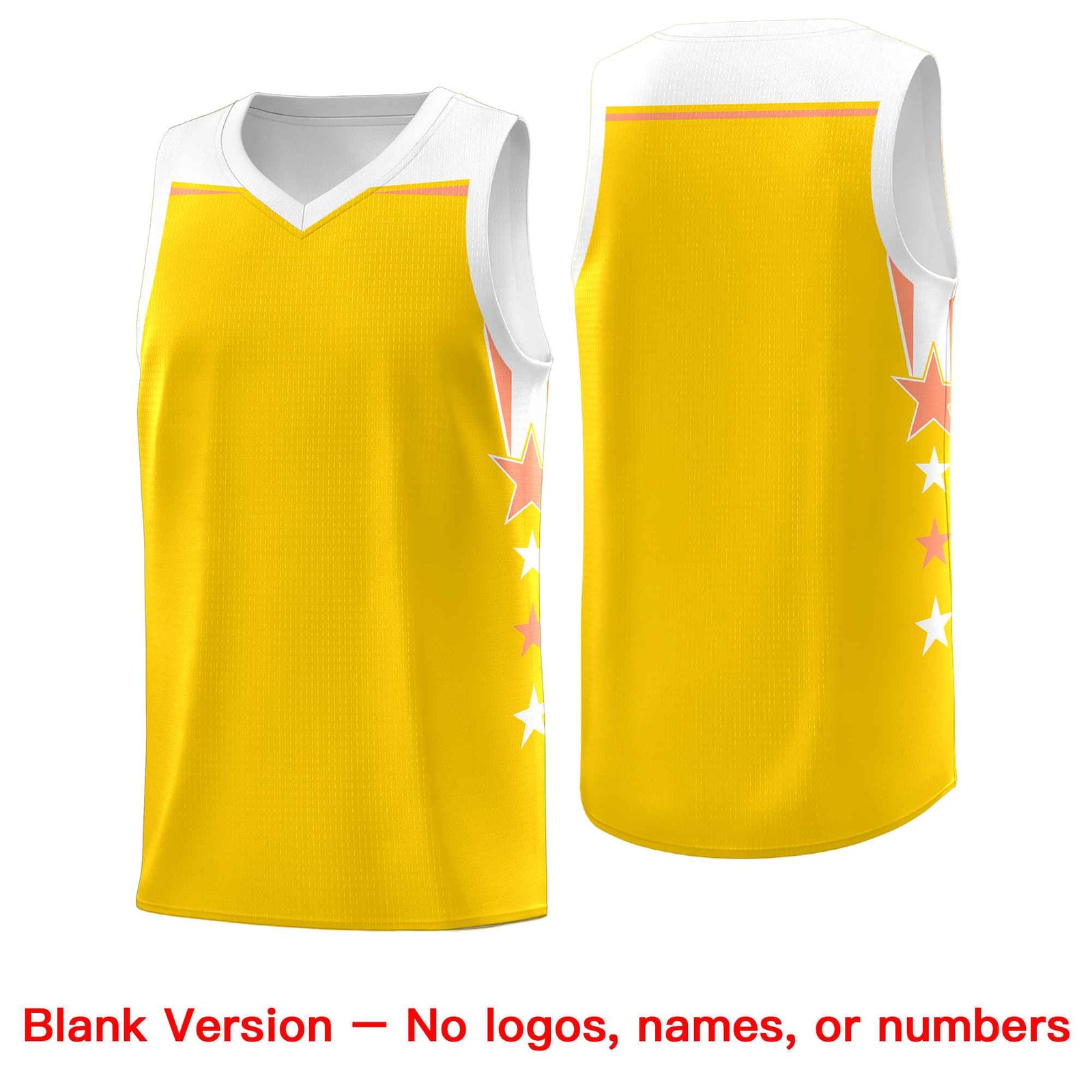 Custom Youth Basketball Uniform Gold White Two Tone Side Star Color Block Team Jersey