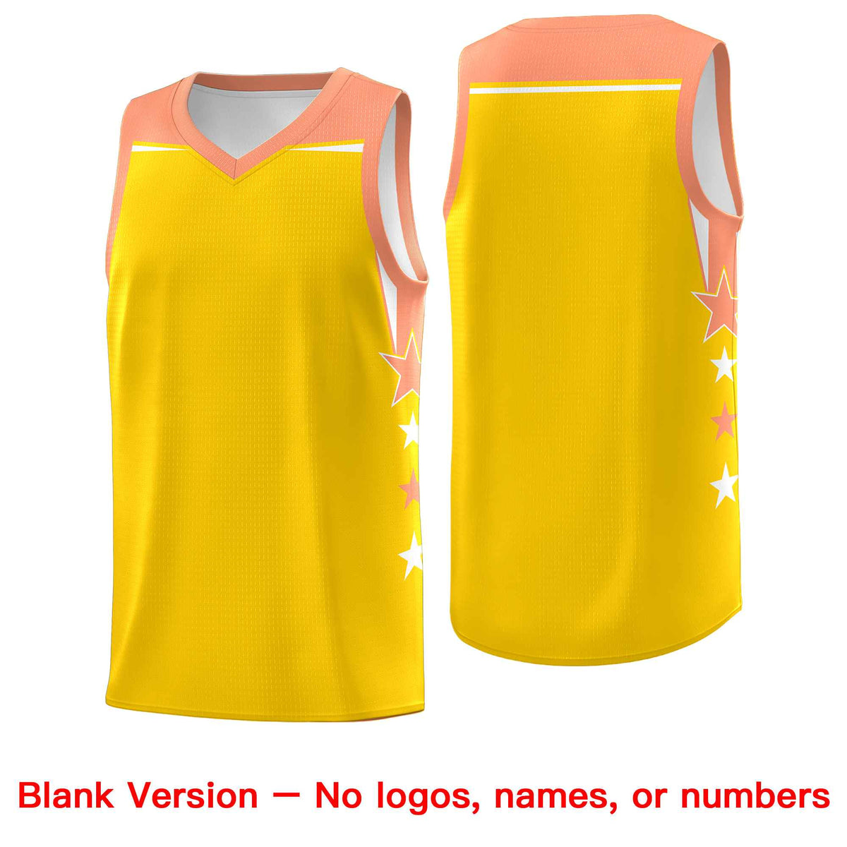 Custom Youth Basketball Uniform Gold Light Orange Two Tone Side Star Color Block Team Jersey