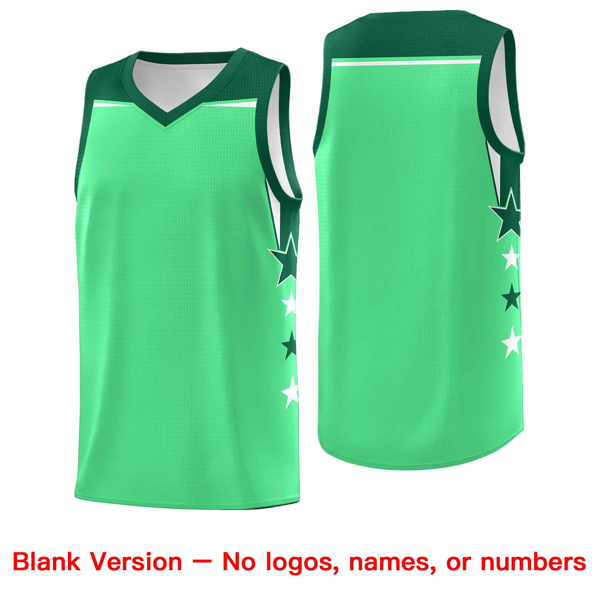 Custom Youth Basketball Uniform Green Kelly Green Two Tone Side Star Color Block Team Jersey