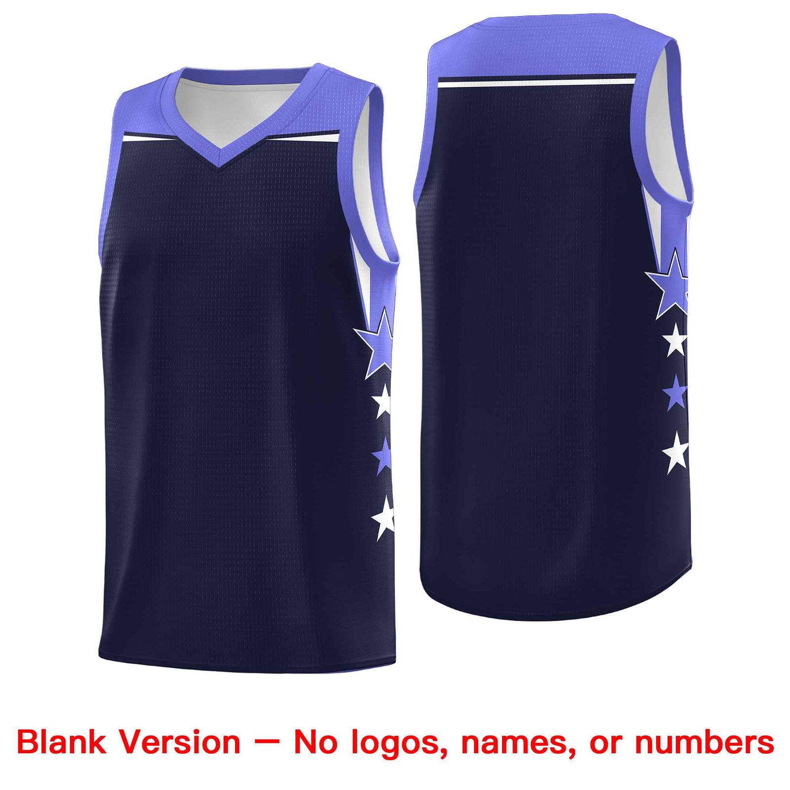 Custom Youth Basketball Uniform Navy Purple Two Tone Side Star Color Block Team Jersey