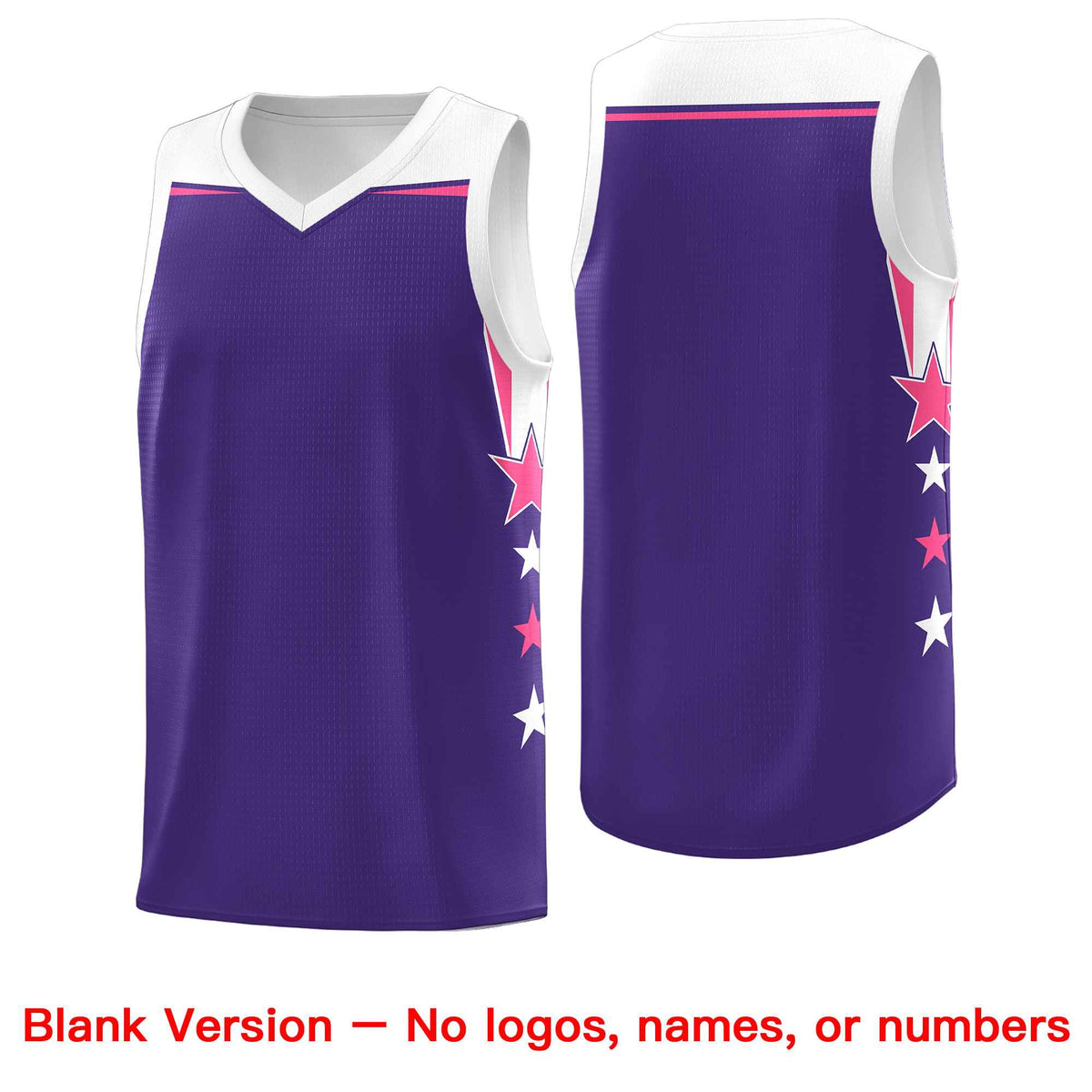 Custom Youth Basketball Uniform Purple White Two Tone Side Star Personalized Team Jersey