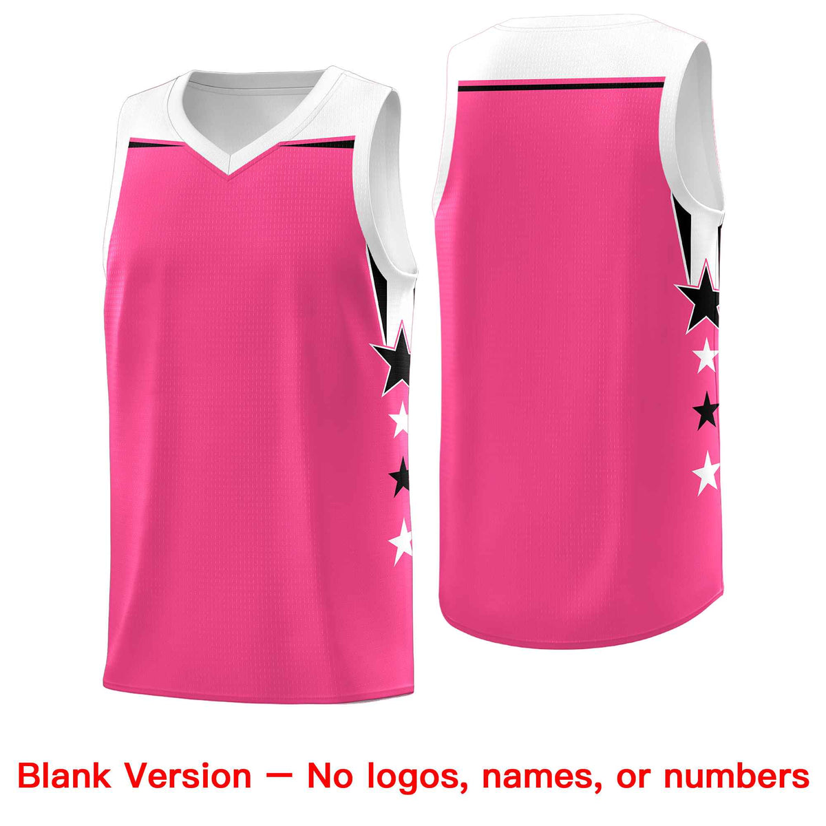 Custom Youth Basketball Uniform Pink White Two Tone Side Star Add Name Number & Logo