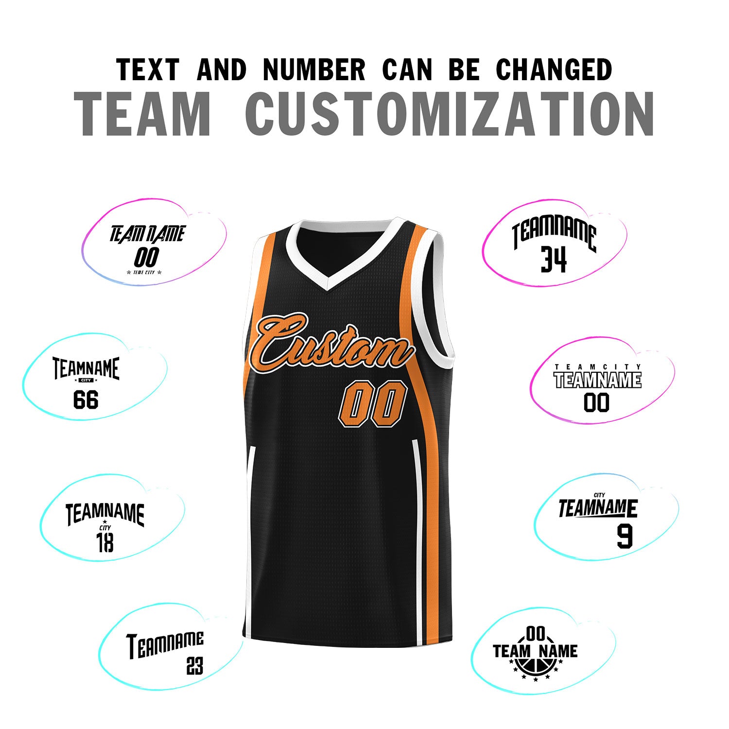 Custom Black Gold Orange-White Ribbon Pattern Basketball Kits