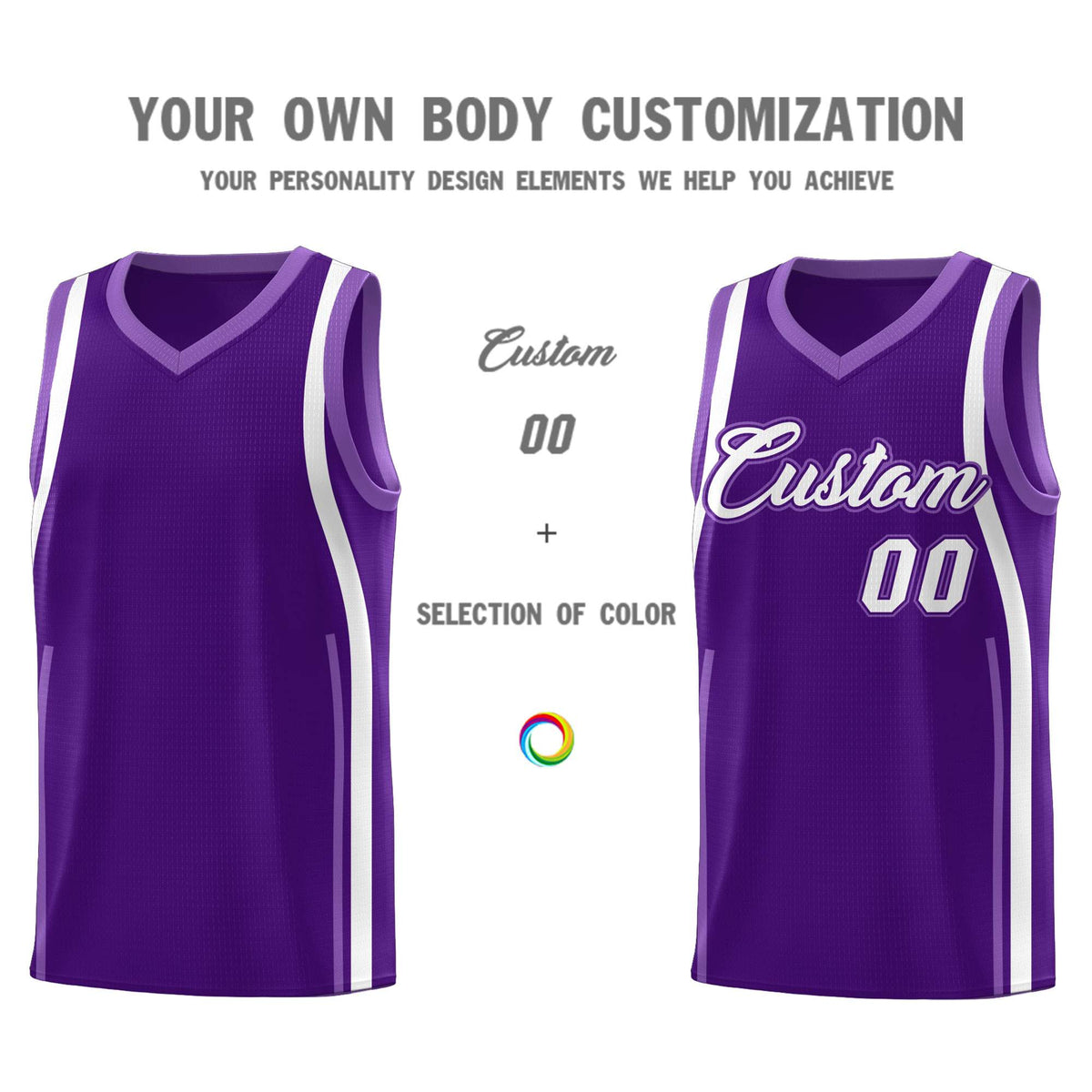 Custom Purple Light Purple-White Ribbon Pattern Basketball Kits